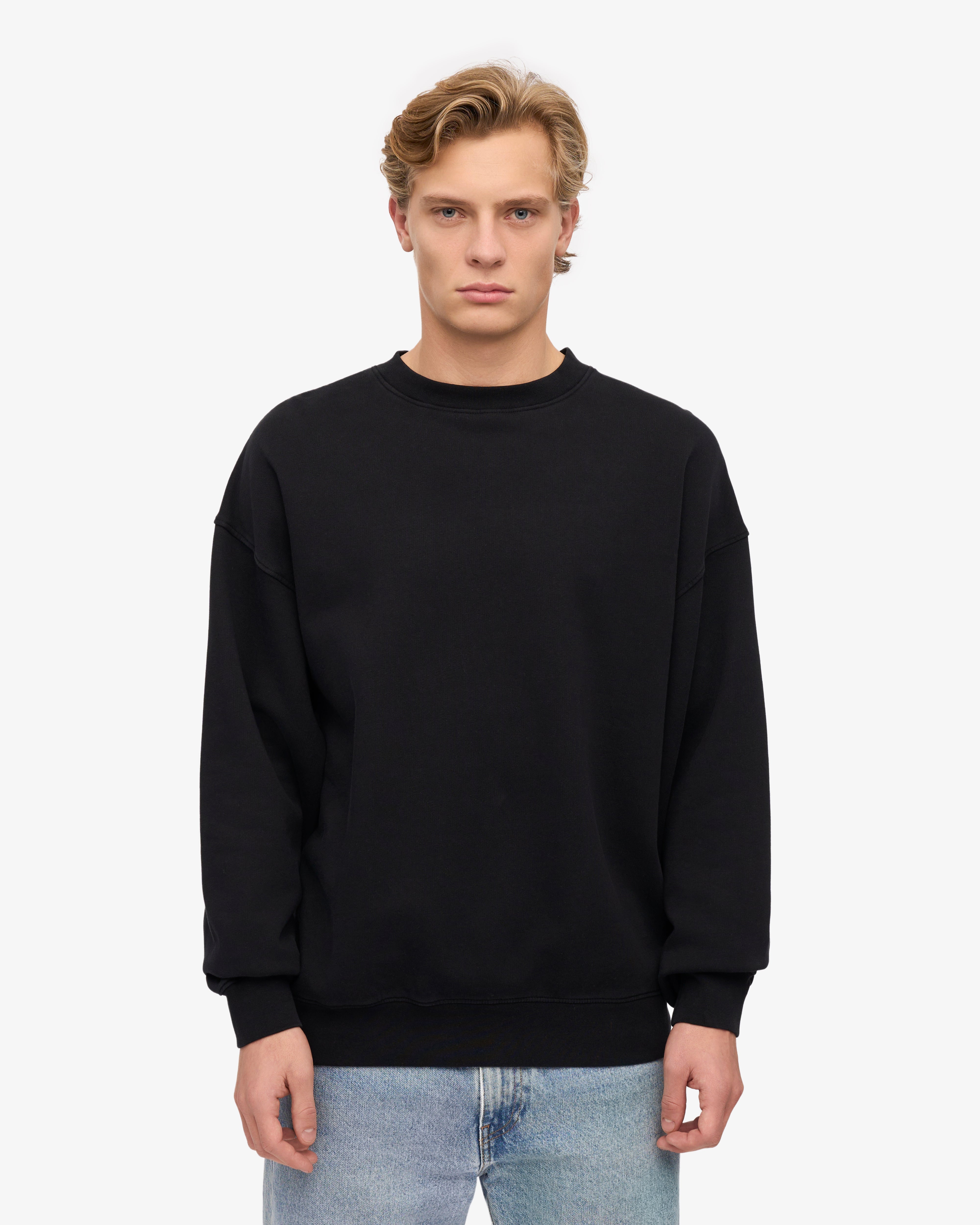 Organic Oversized Crewneck Sweatshirt for Men & Women - Soft & Comfortable Deep Black Pullover - Perfect for Casual Wear, Lounge & Street Style