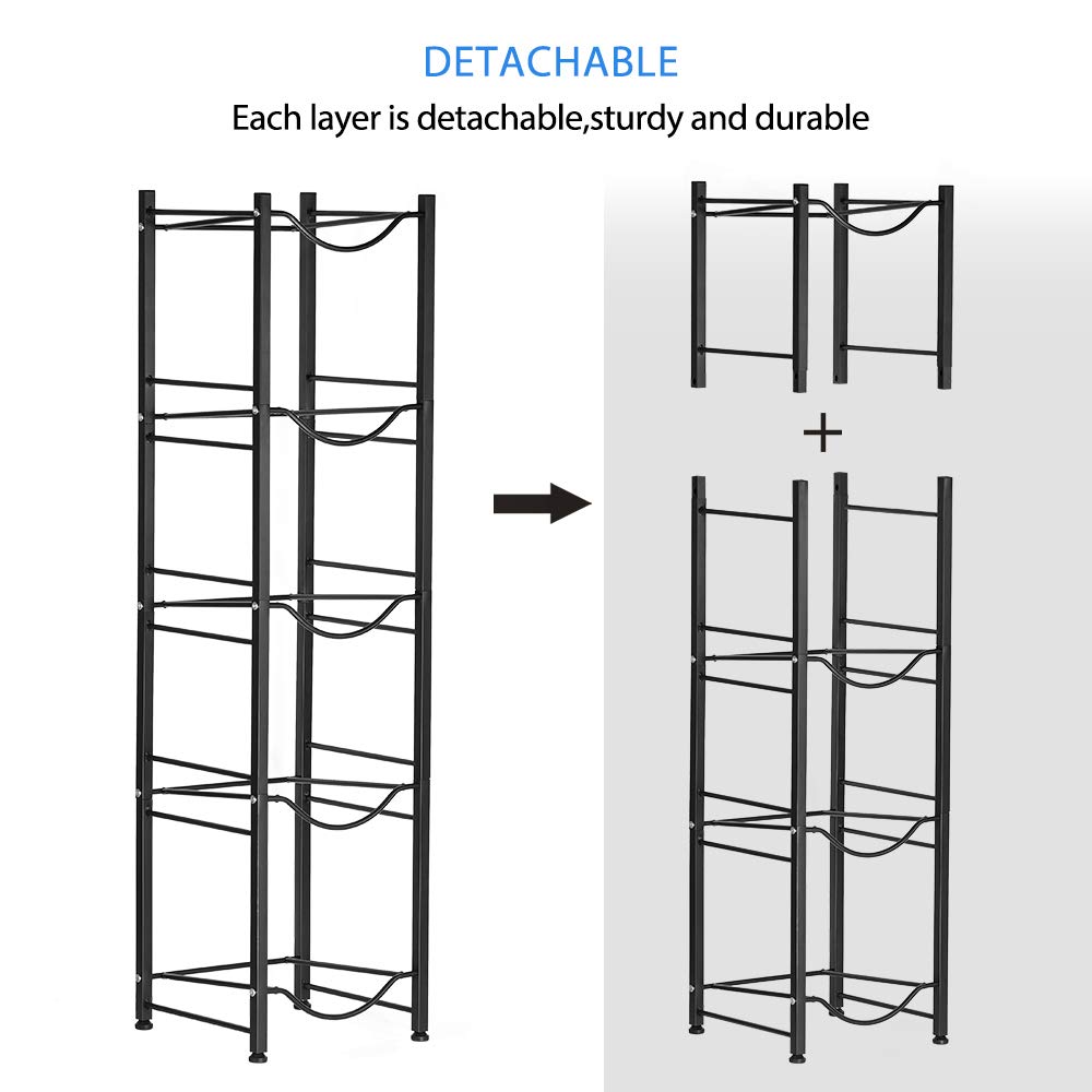5-Tier Heavy Duty Water Bottle Rack for 5 Gallon Water Dispenser - Space Saving Water Cooler Jug Organizer (Black) - Perfect for Home, Office, or Pantry Storage