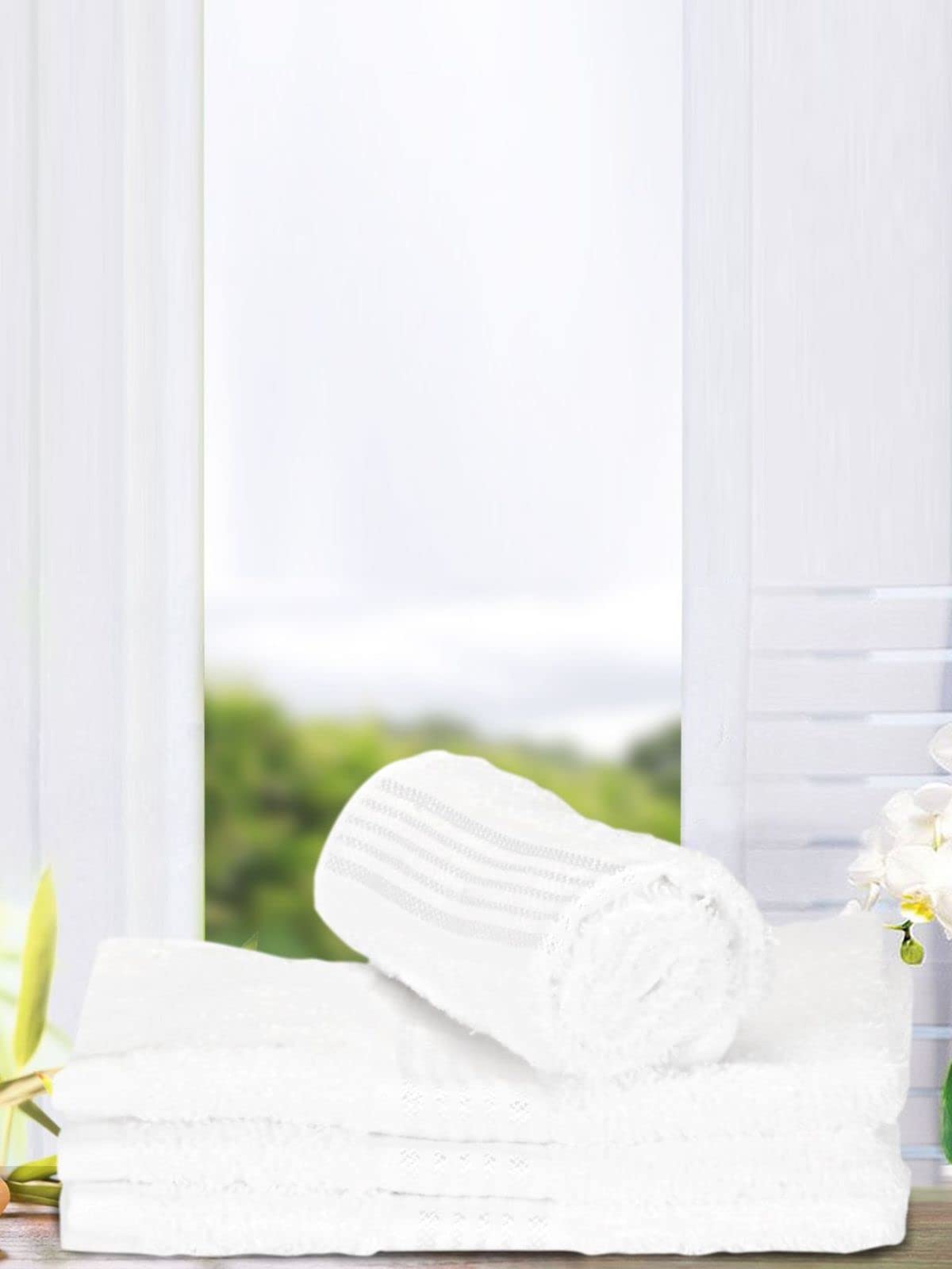 KOPA Quick Dry 100% Cotton Soft Terry Towel Set - 4 Pack Face Towels | Super Absorbent & Lightweight Bath Towels for Men, Women & Kids | Odor Free, Skin Friendly | Perfect for Gym, Travel & Daily Use - Solid White