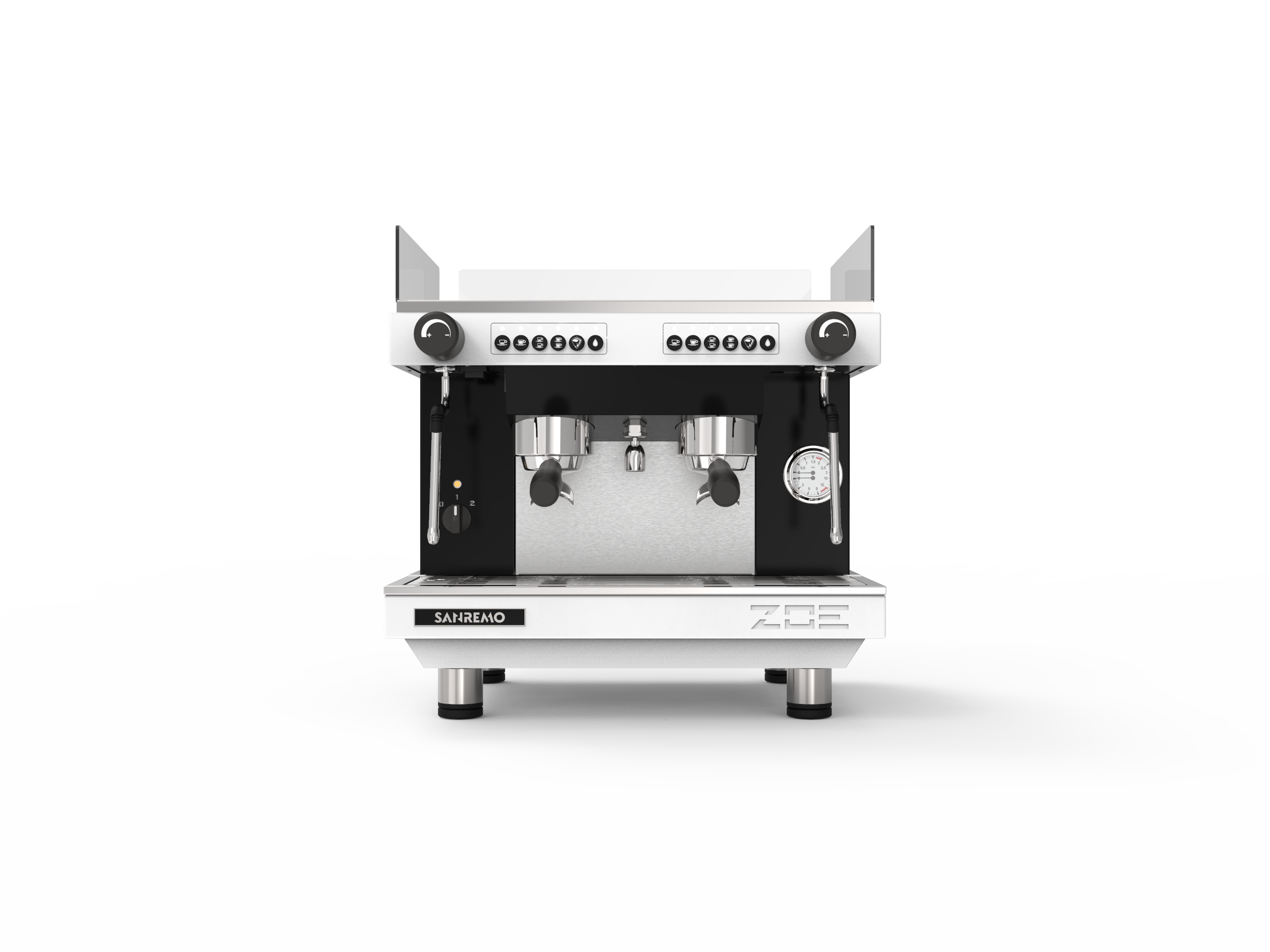 Sanremo ZOE Compact 2-Group Espresso Machine - White/Black | Professional Coffee Bar & Home Cafe Solution