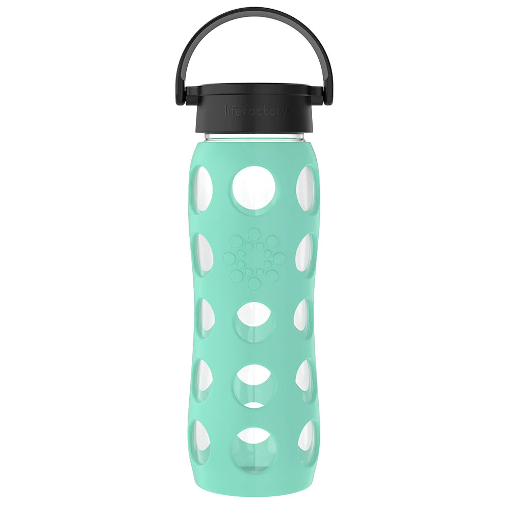 Lifactory 16oz (475ml) Glass Water Bottle - BPA-Free, Leak-Proof, Eco-Friendly Reusable Bottle for Gym, Hiking, Office & Travel
