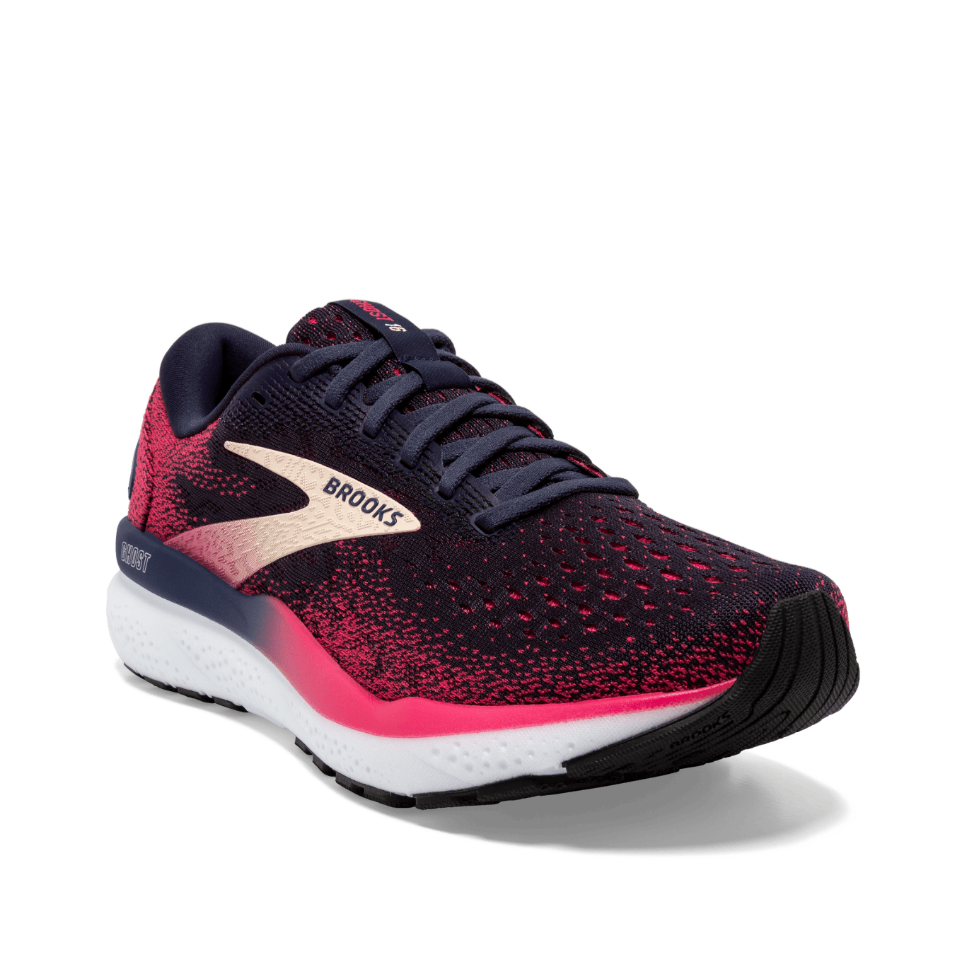Brooks Ghost 16 Women's Running Shoes (B Width) - Peacoat/Raspberry/Apricot | Lightweight Cushioned Sneakers for Road Running, Jogging & Gym Workouts
