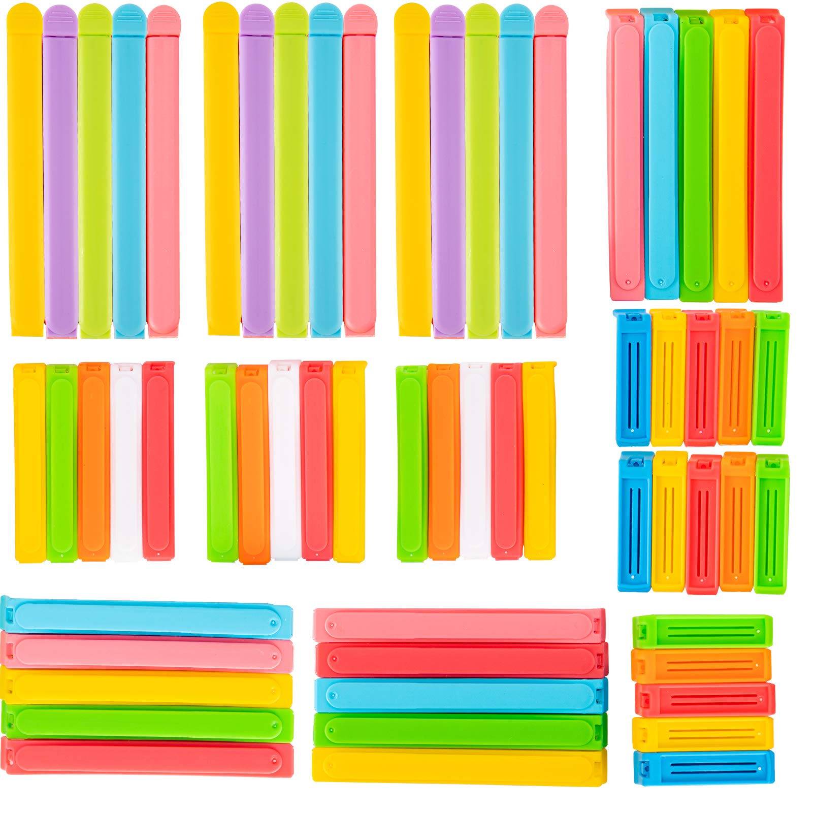 60-Pack Colorful Plastic Chip Clips for Food Storage - 2.3