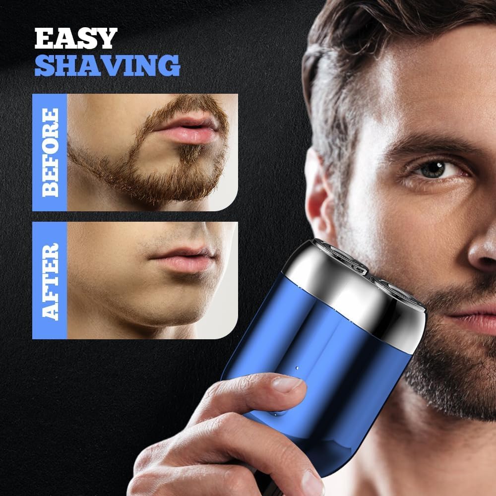 Upgraded Mini Dual-Head Electric Shaver - USB Rechargeable, Waterproof, Compact Travel Razor for Men - Perfect for Home, Office, Car & Business Trips (Gray) | Portable Grooming for Beards & Stubble on the Go