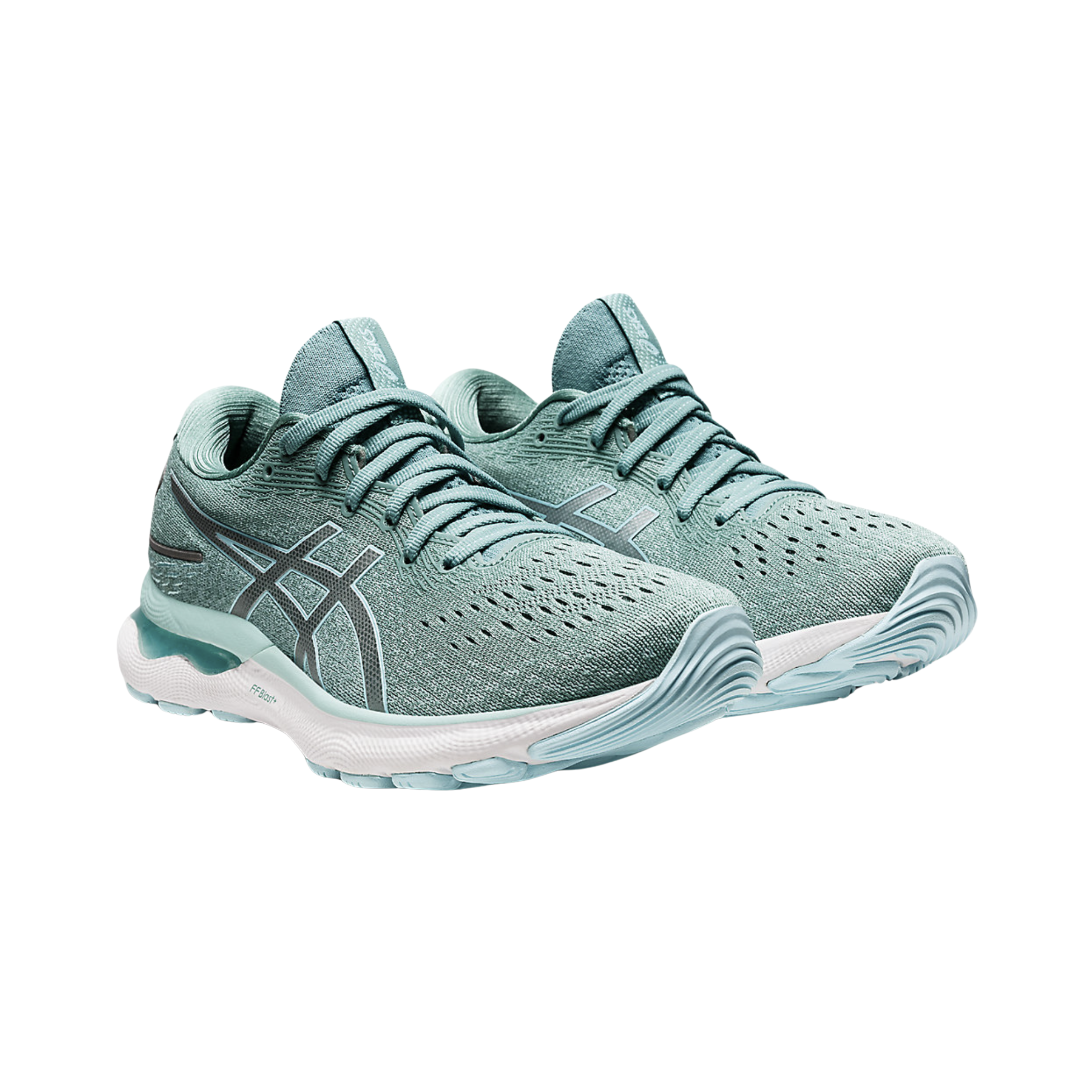 ASICS Women's Gel-Nimbus 24 Running Shoes - Sage/Clear Blue (B Width) - Lightweight Cushioned Sneakers for Long-Distance Running & Gym Workouts