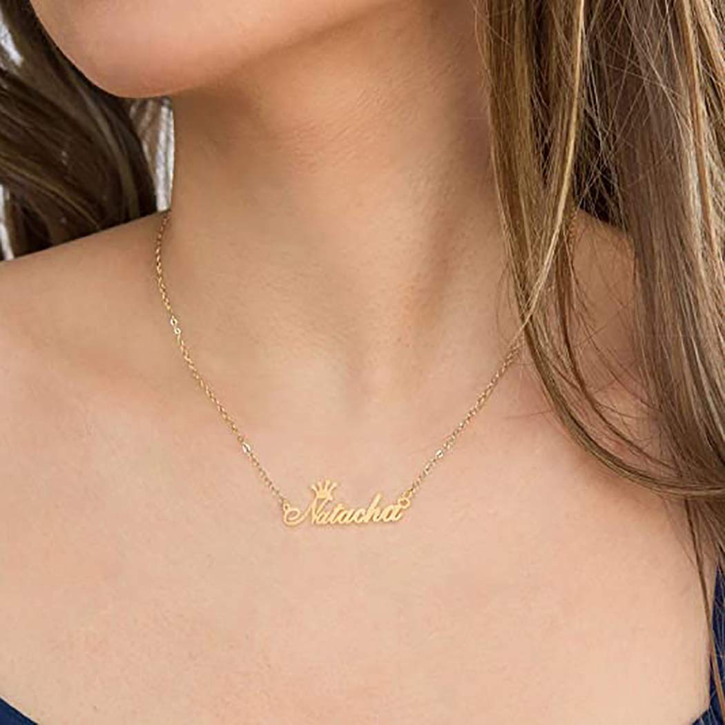 Custom Name Necklace for Women - Personalized Crown Nameplate Jewelry with Any Name - Perfect for Birthdays, Anniversaries & Gifts