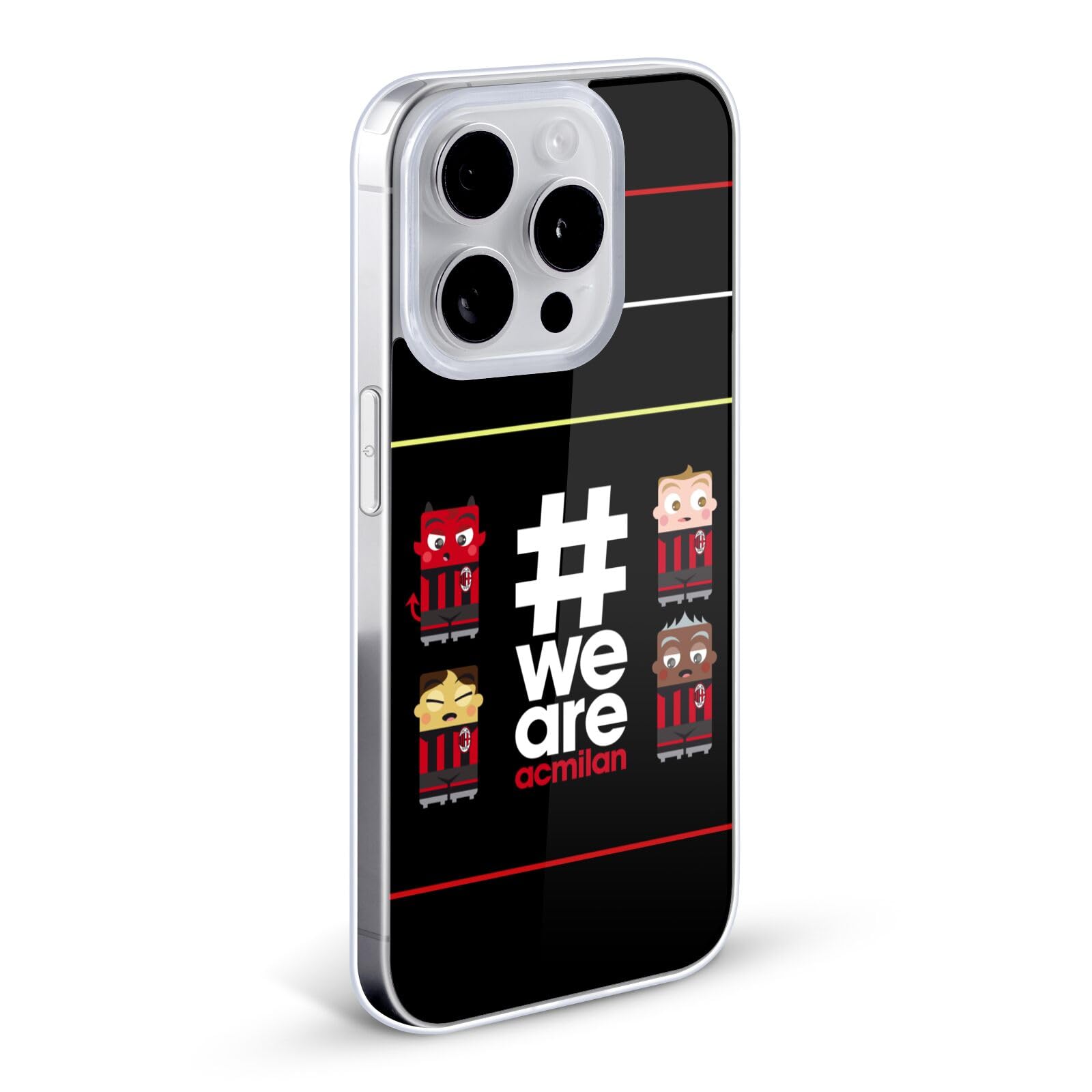 Officially Licensed AC Milan Stripes 3 Crest Soft Gel Case for Apple iPhone 11 Pro Max - Durable Protection with Stylish Soccer Team Design - Perfect for Fans, Everyday Use, and Sports Events