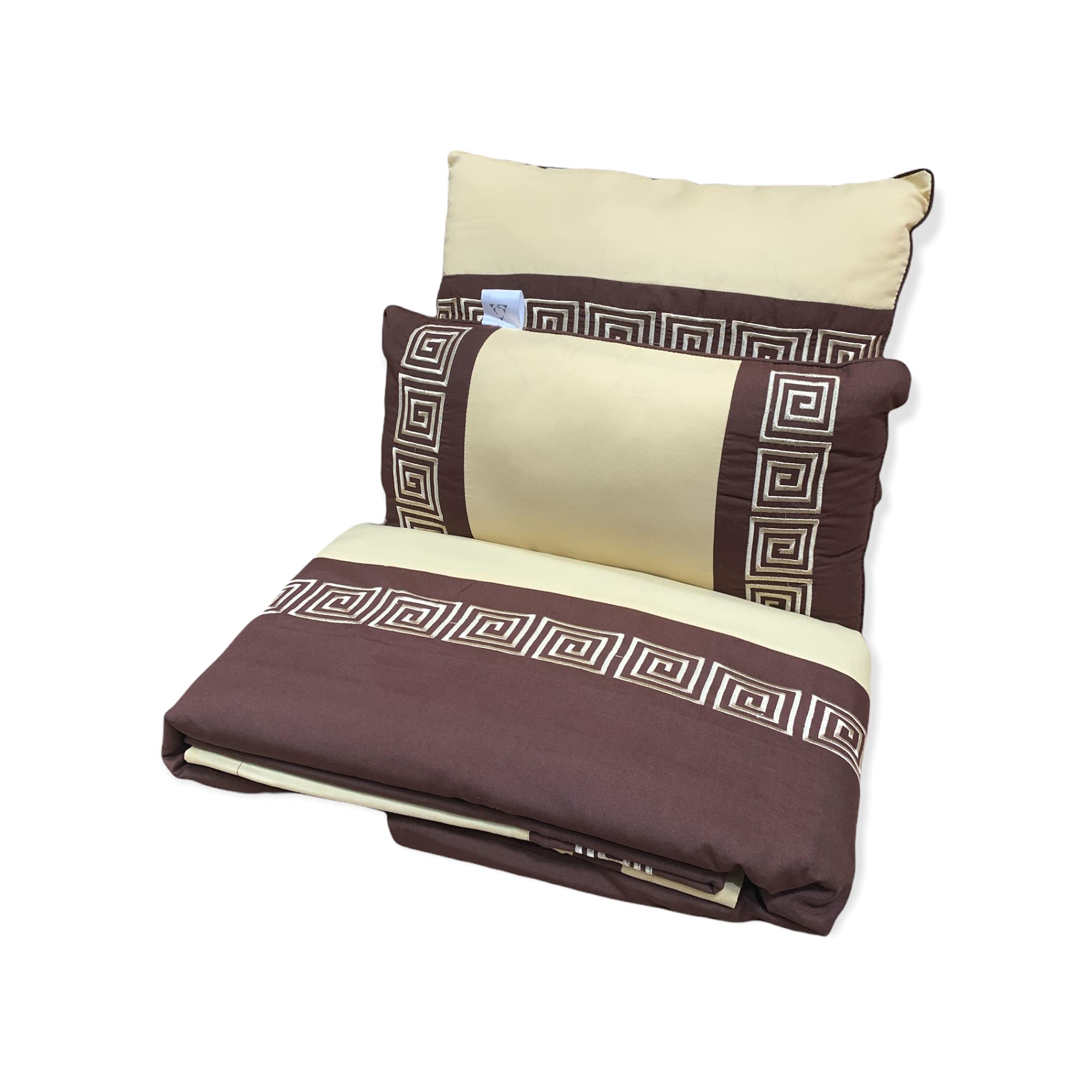 Luxury Embroidered Microfiber 8-Piece Full/Queen Comforter Set - Gold & Chocolate (Includes Duvet Cover + Down Alternative Comforter) | Perfect for Master Bedroom, Guest Room & Cozy Home Decor