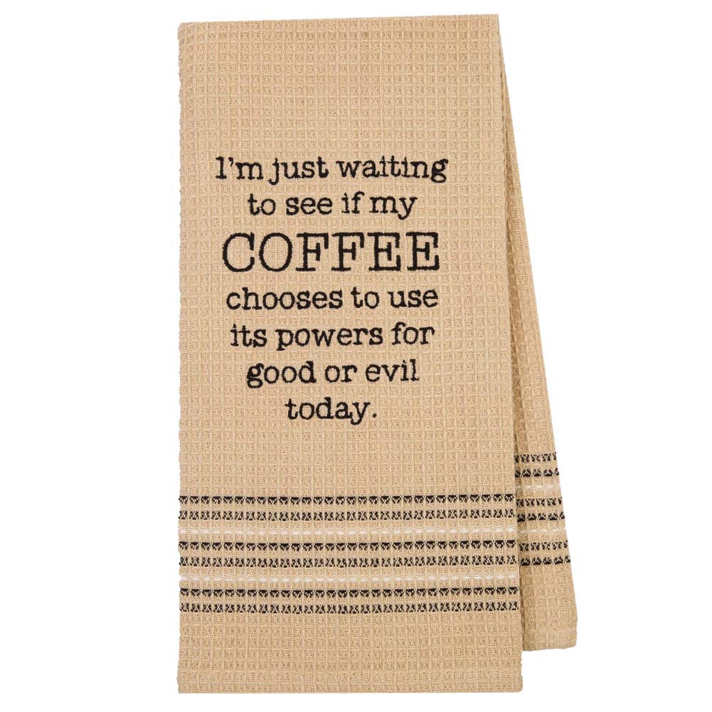 Funny Novelty Waffle Weave Cotton Kitchen Towel - Good or Evil Design - Absorbent Dish Towels for Drying Dishes, Cleaning & Decor - Perfect for Kitchen, Home Decor & Gifts