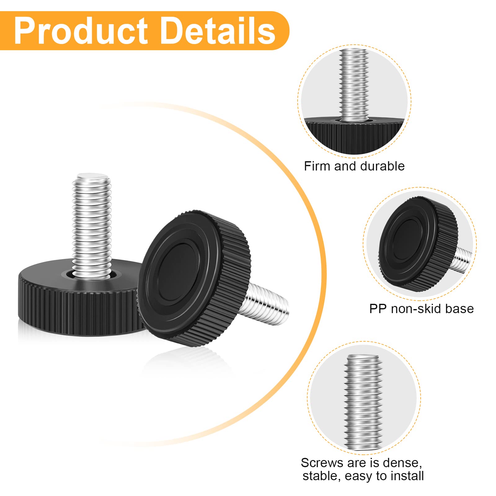 24PCS M8 Thread Adjustable Leveling Feet - Heavy Duty Screw-in Furniture Levelers for Tables, Chairs & Cabinets - Perfect for Uneven Floors & Wobbly Furniture (Home, Office, Workshop Use)
