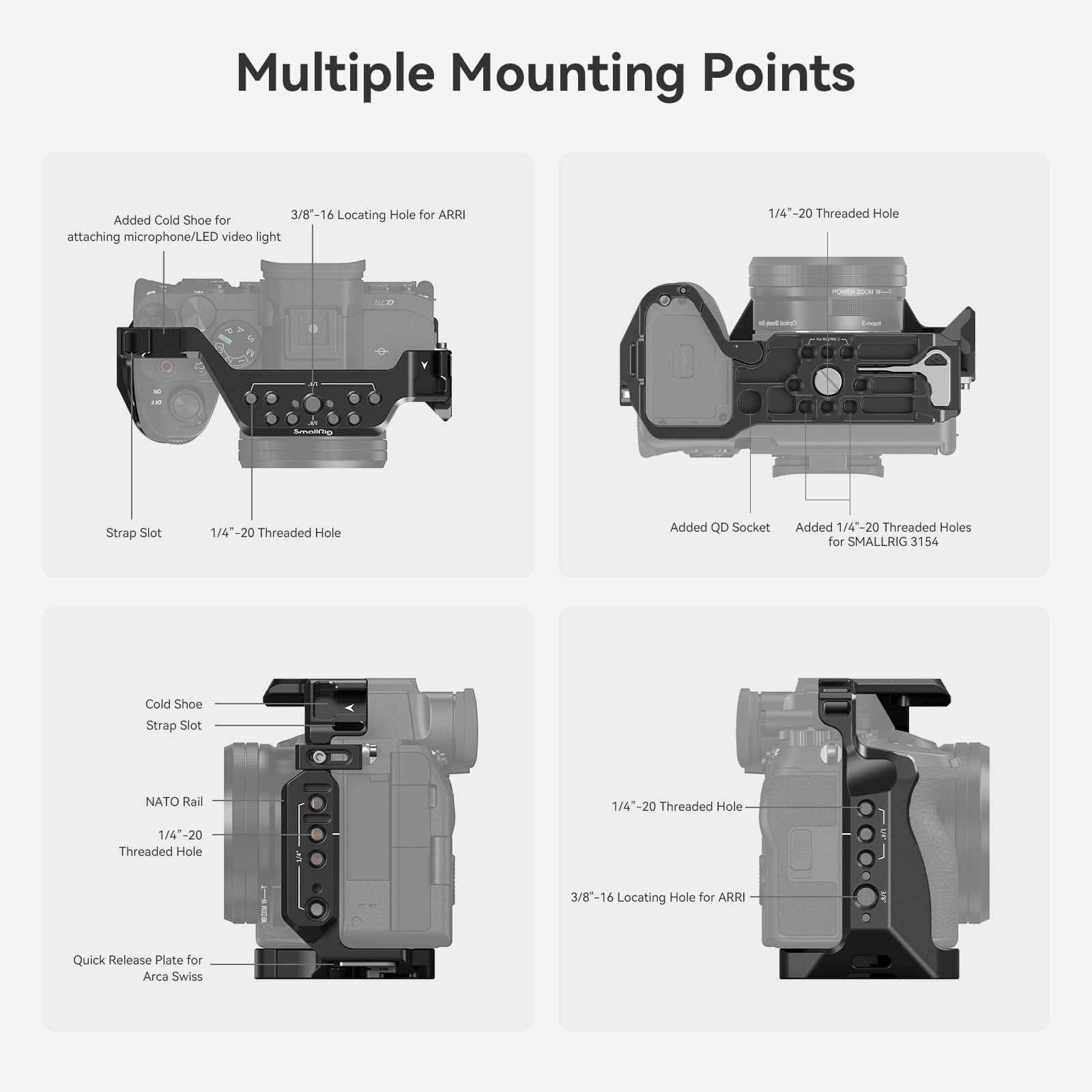 SmallRig 3668 Camera Cage for Sony A7 IV, A7R V & A7S III - Aluminum Alloy Body with Top Handle & HDMI Clamp | Perfect for Vlogging, Film Making & Professional Photography