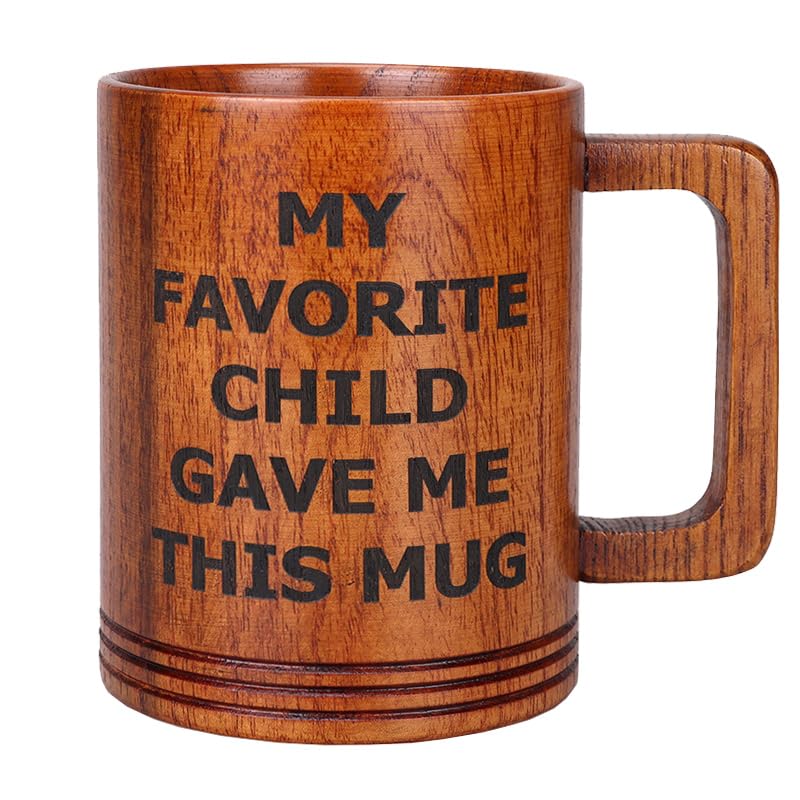 Funny Wooden Beer Mug - Unique Father's Day Gift for Dad from Daughter or Son, Birthday & Christmas Present Ideas for Men - Perfect for Beer Lovers, BBQ Parties & Cozy Home Use