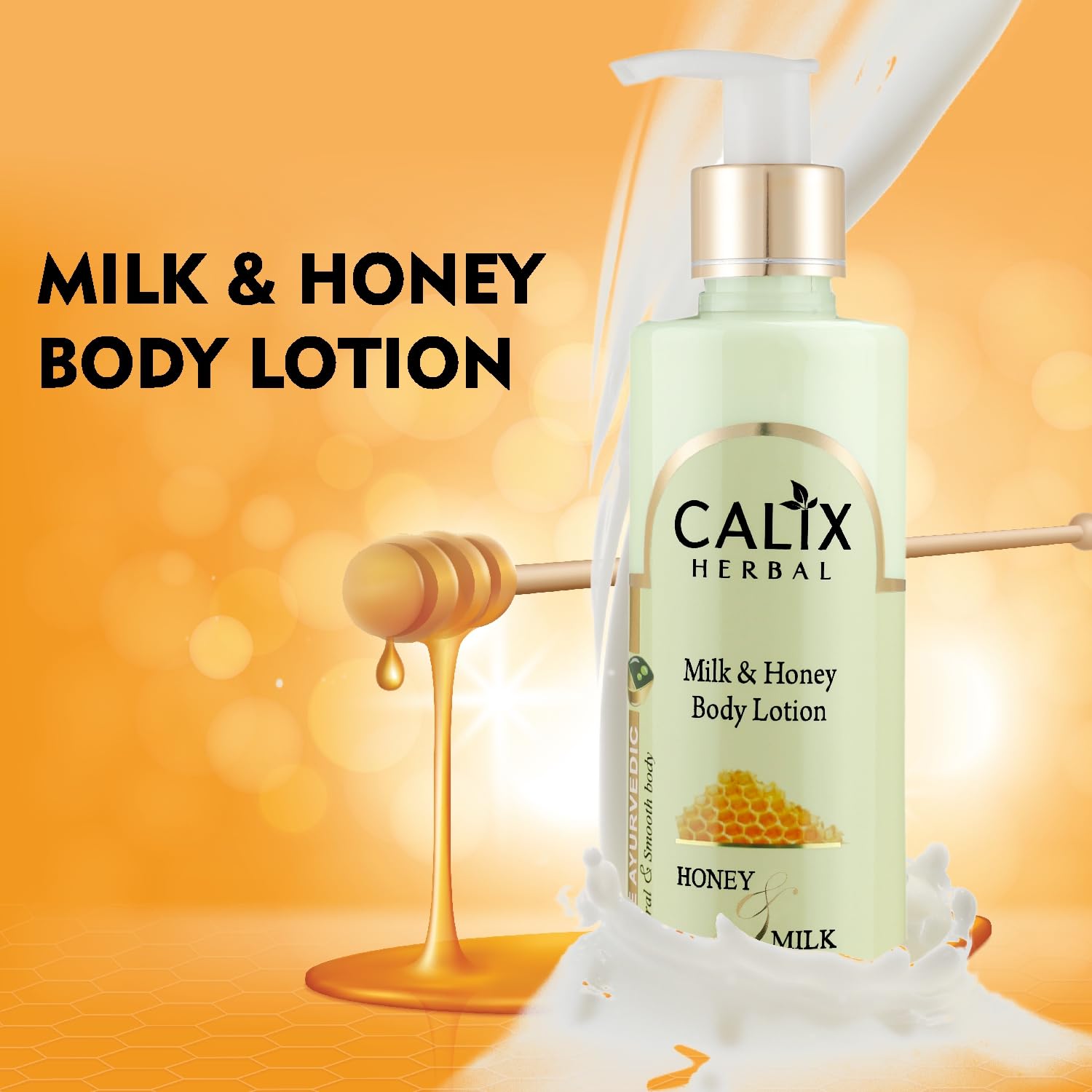 Calix Herbal Organic Ayurvedic Milk & Honey Body Lotion - Natural Moisturizer for Soft, Smooth Skin | Women & Men | All Seasons | 200ml | Perfect for Daily Hydration & Dry Skin Care