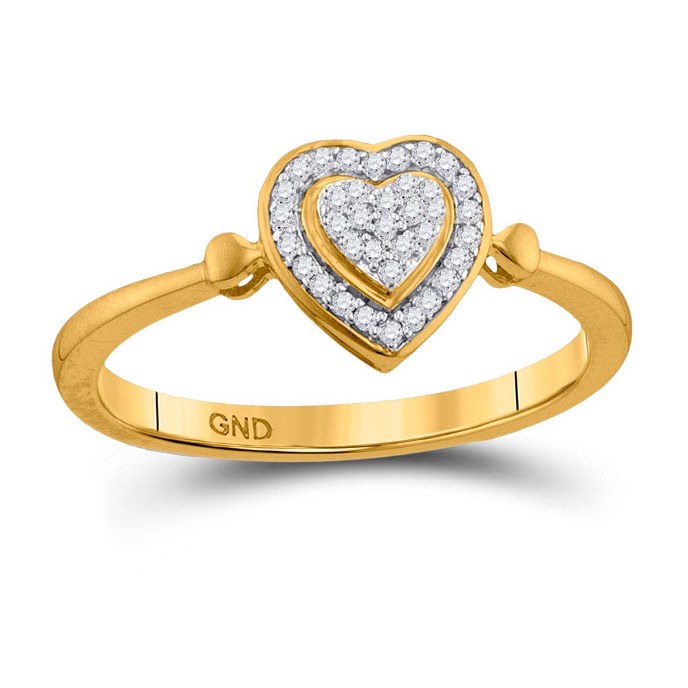 Dazzlingrock Collection 10k Yellow Gold Women's Round Diamond Heart Cluster Ring 1/10 CTW - Perfect for Valentine's Day Gifts, Anniversary Presents & Romantic Occasions