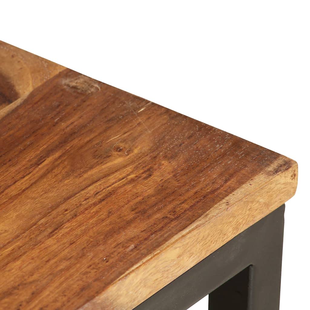 Industrial Style Nesting Tables Set of 2 - Metal Frame & Solid Sheesham Wood Coffee Tables - Modern Side Tables for Living Room, Sofa, Couch - Perfect for Tea Time, Reading & Home Decor
