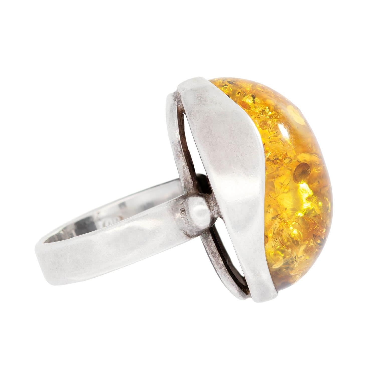 Vintage Polish Sterling Silver Baltic Amber Ring - Handmade Jewelry for Women, Gift for Her, Wedding, Anniversary & Special Occasions