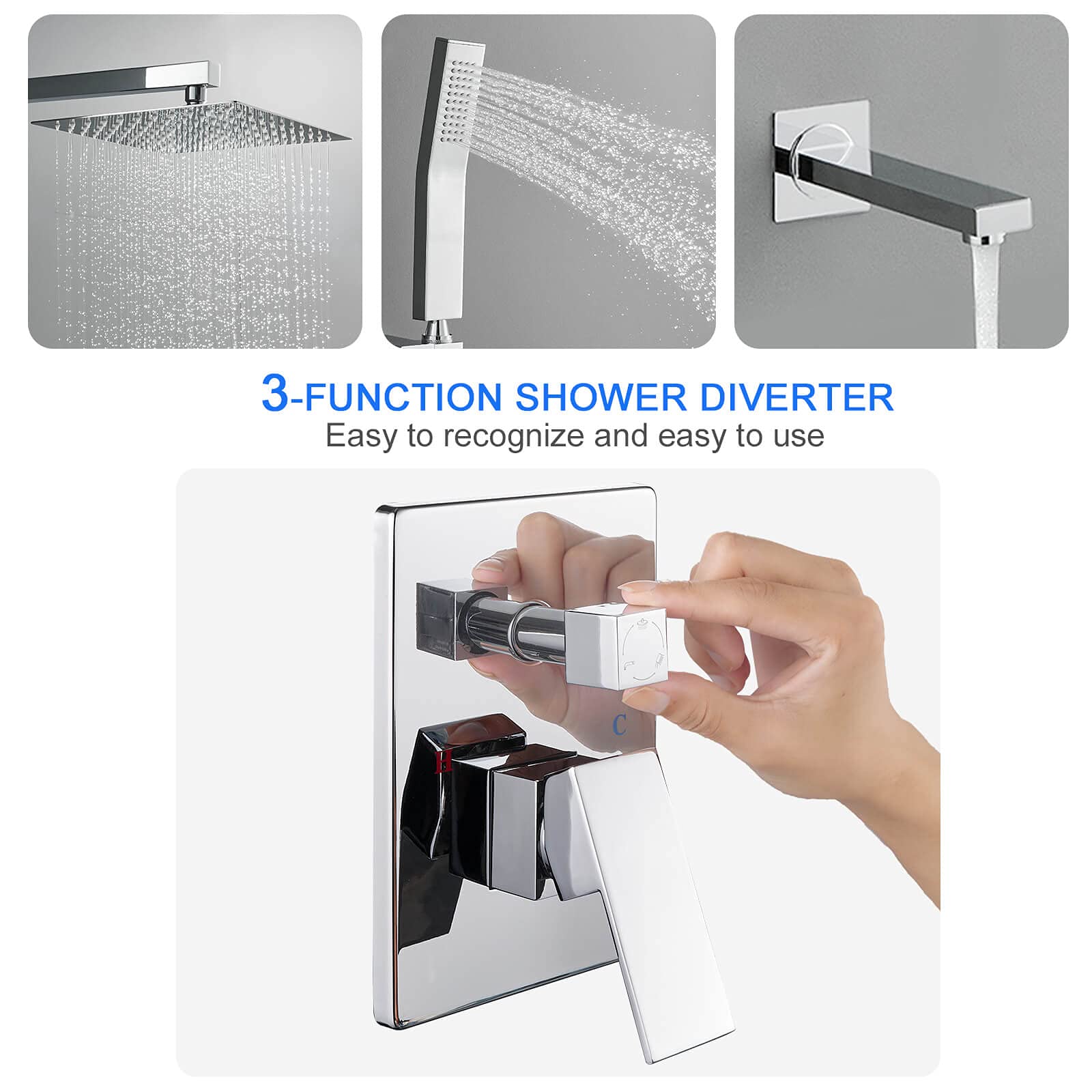 ROVOGO All Metal Bathtub Shower Faucet Set - 10 Inch Square Rain Shower Head with Handheld Sprayer, Tub Spout & Valve Trim Kit in Chrome Finish | Perfect for Bathroom Renovation & Luxury Spa Experience