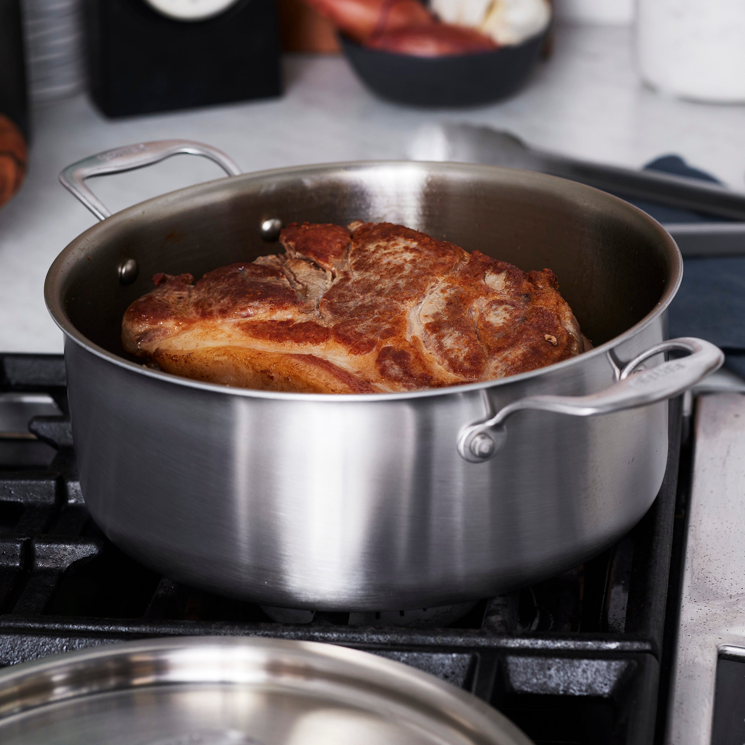 Heritage Steel 6 Quart Rondeau Dutch Oven with Lid - Premium Stainless Steel Cookware for Braising, Stewing & Baking - Perfect for Home Chefs & Professional Kitchens