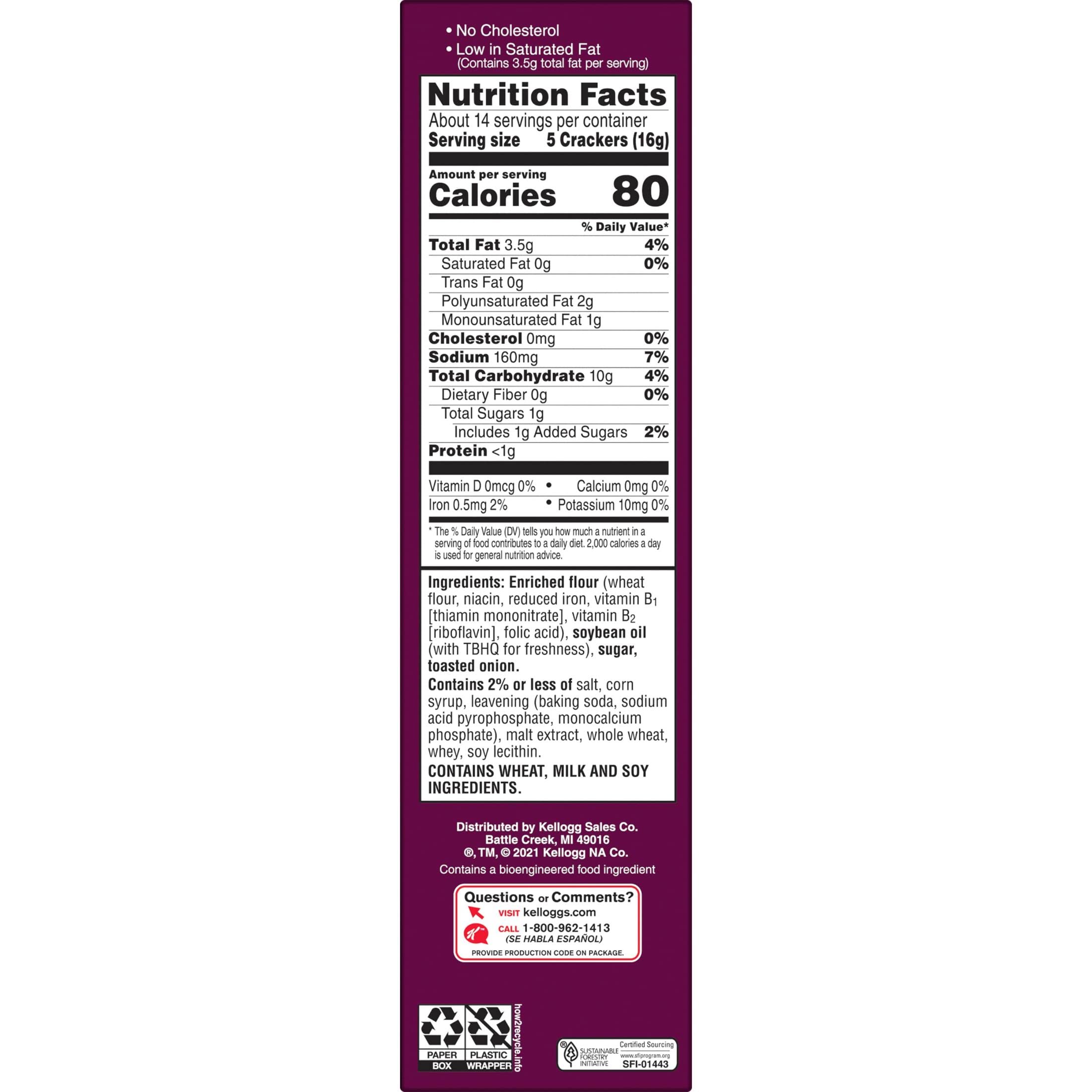 Toasted Onion Crackers - 8oz Box (Pack of 1) | Crunchy Party Snacks, Lunchbox Treats & Savory Onion Flavored Crackers | Perfect for Gatherings, School Lunches & Office Snacks