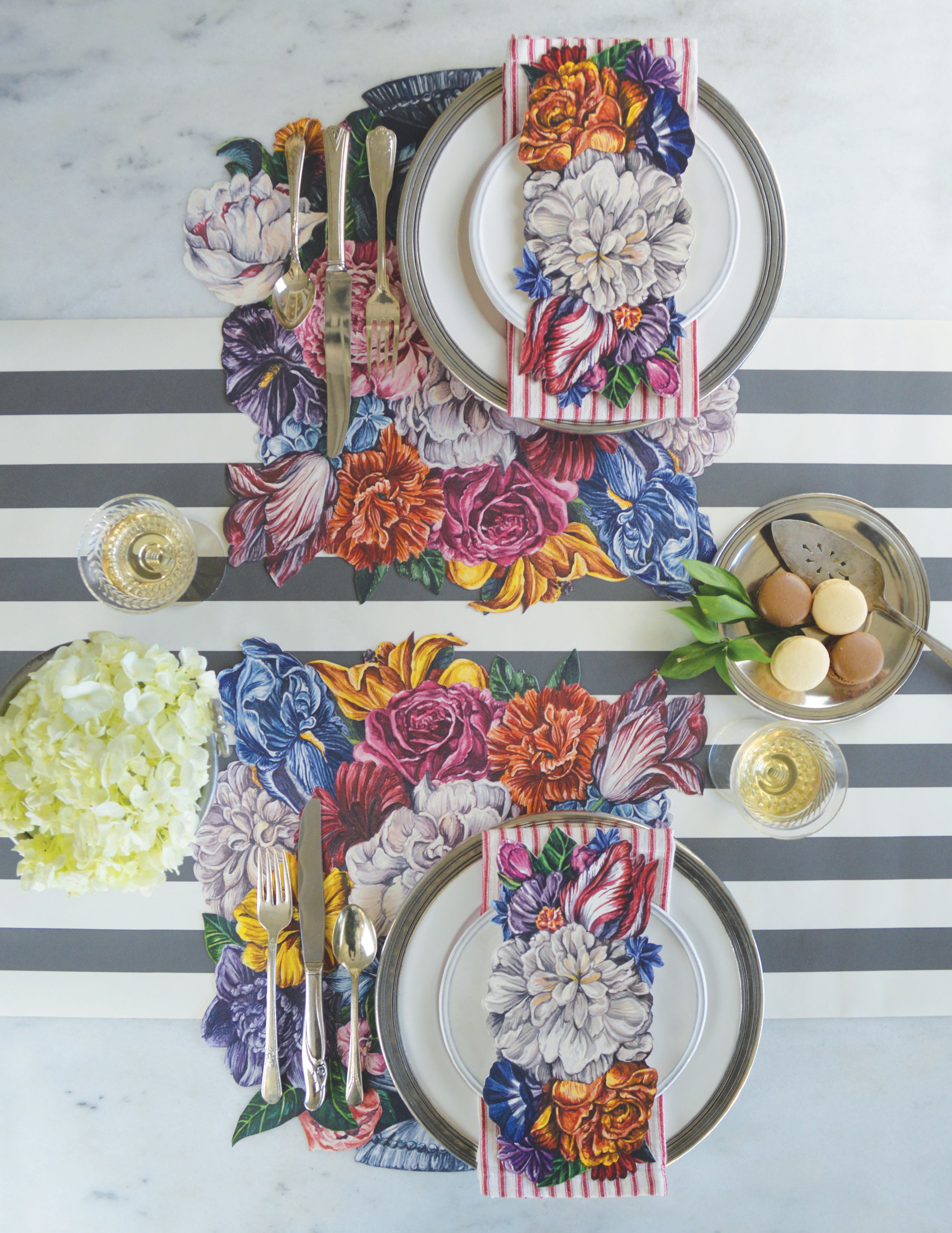 Dutch Floral Die-Cut Placemats - Elegant Table Decor for Dining, Parties & Home Decor | Set of 4 Washable Place Mats for Kitchen, Wedding & Holiday Tablescapes