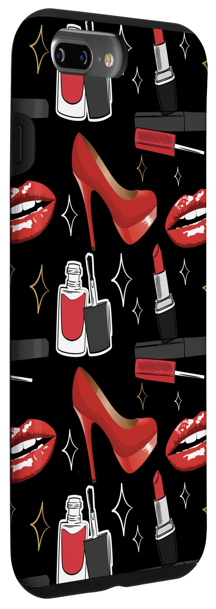 iPhone 7 Plus/8 Plus Case - Glamour Red Lipstick & High Heels Pattern Phone Cover - Perfect for Women's Fashion Accessories & Makeup Lovers