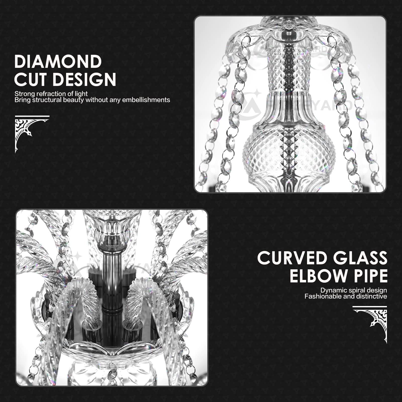 Ridgeyard 10-Light Modern Luxury K9 Crystal Chandelier - Clear Candle Pendant Ceiling Light Fixture for Dining Room, Bedroom, Hallway & Entryway - Elegant Home Decor Lighting for Weddings & Formal Events