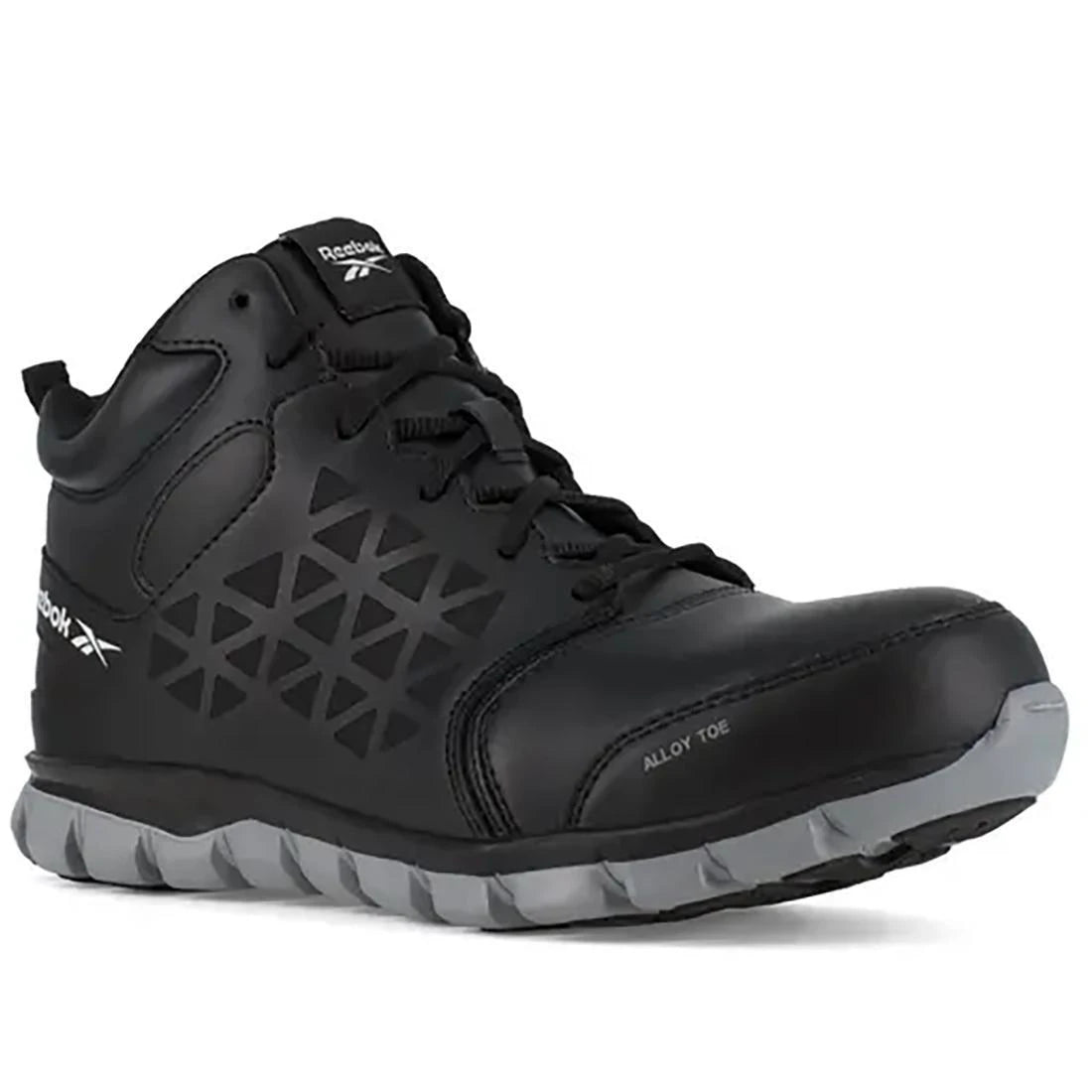 Sublite Comfort Cushion Alloy Toe Mid Cut Work Boots for Men - Black Leather Safety Shoes for Construction, Warehouse & Outdoor Work