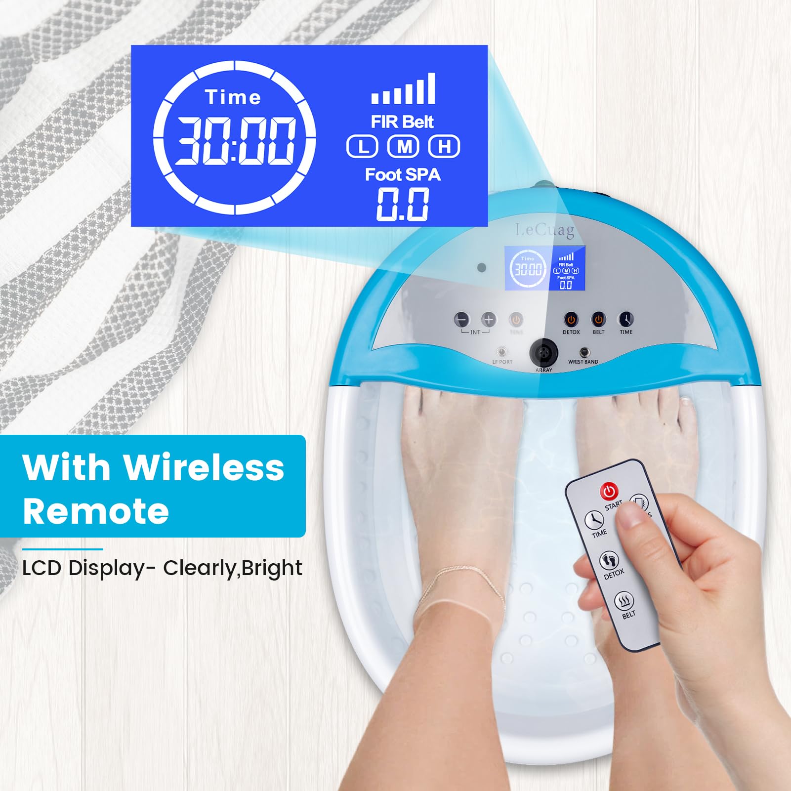 Ionic Foot Bath Detox Machine - Portable Foot Spa for Home Use with Massager Slippers, Heating Waist Belt, 2 Super Ion Arrays & 10 Liners | Relaxing Foot Care, Stress Relief & Detox Therapy for Wellness & Self-Care
