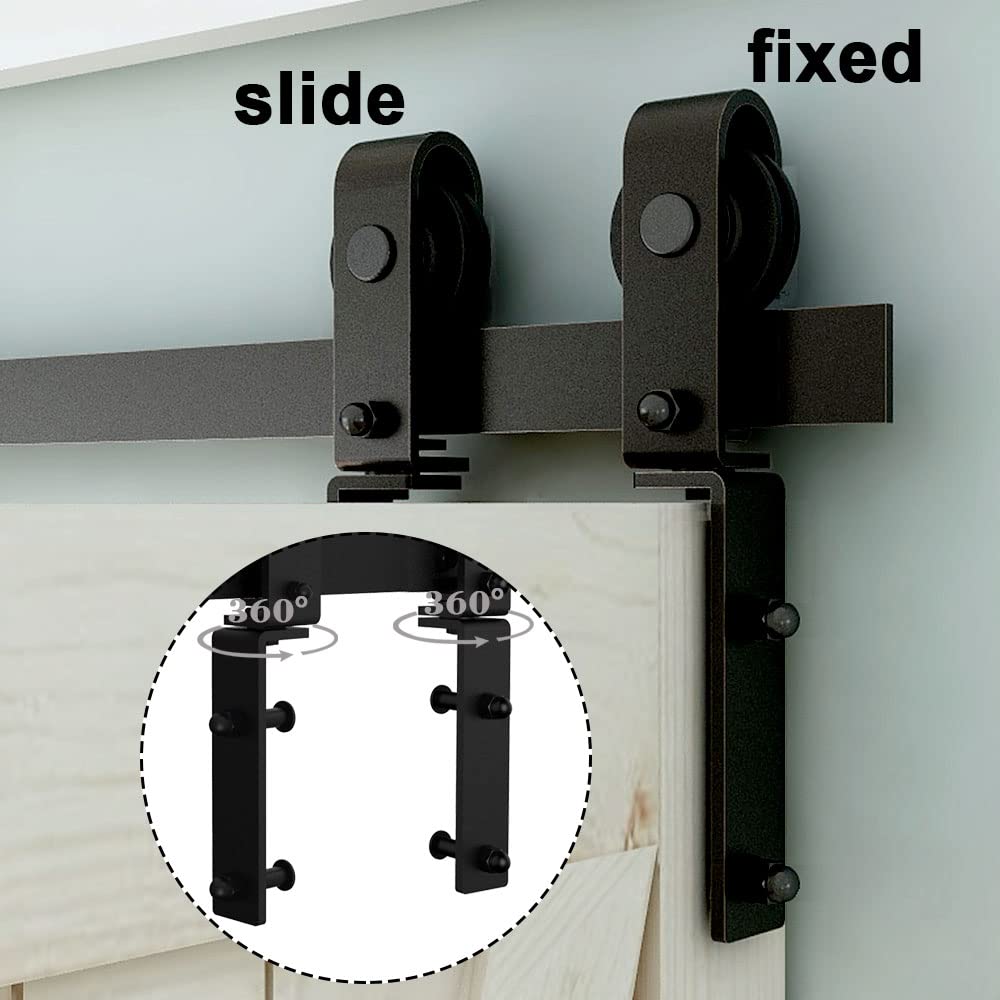 5FT Heavy Duty Bi-Folding Sliding Barn Door Hardware Kit - Smooth & Quiet Operation, Easy Installation for 2 Doors (No Door Included) - Perfect for Bedroom Closets, Pantries and Home Office Spaces