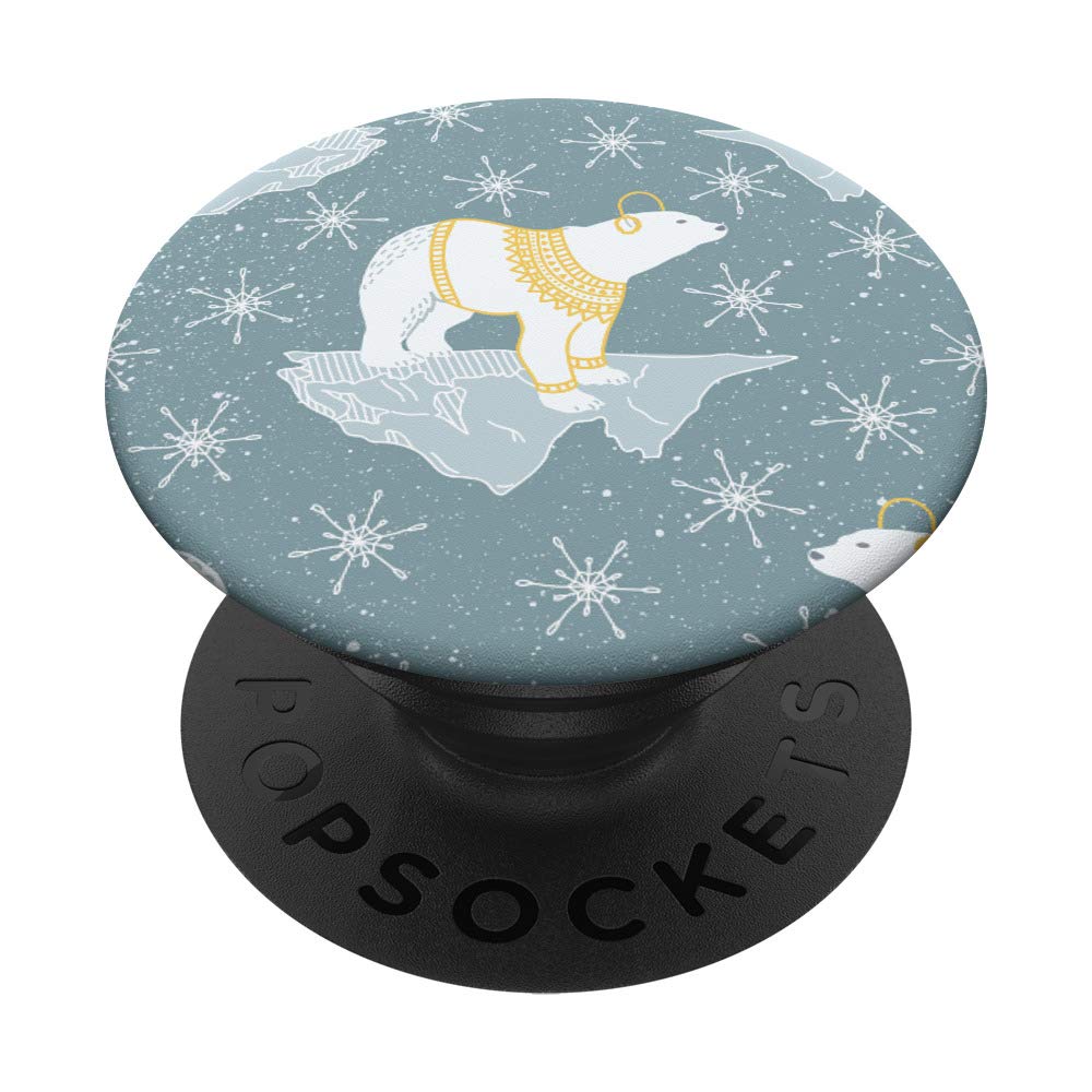 Polar Bear with Headphones in Space PopSockets PopGrip - Swappable Phone & Tablet Stand with Grip for Galaxy, iPhone | Perfect for Work, Travel & Gaming
