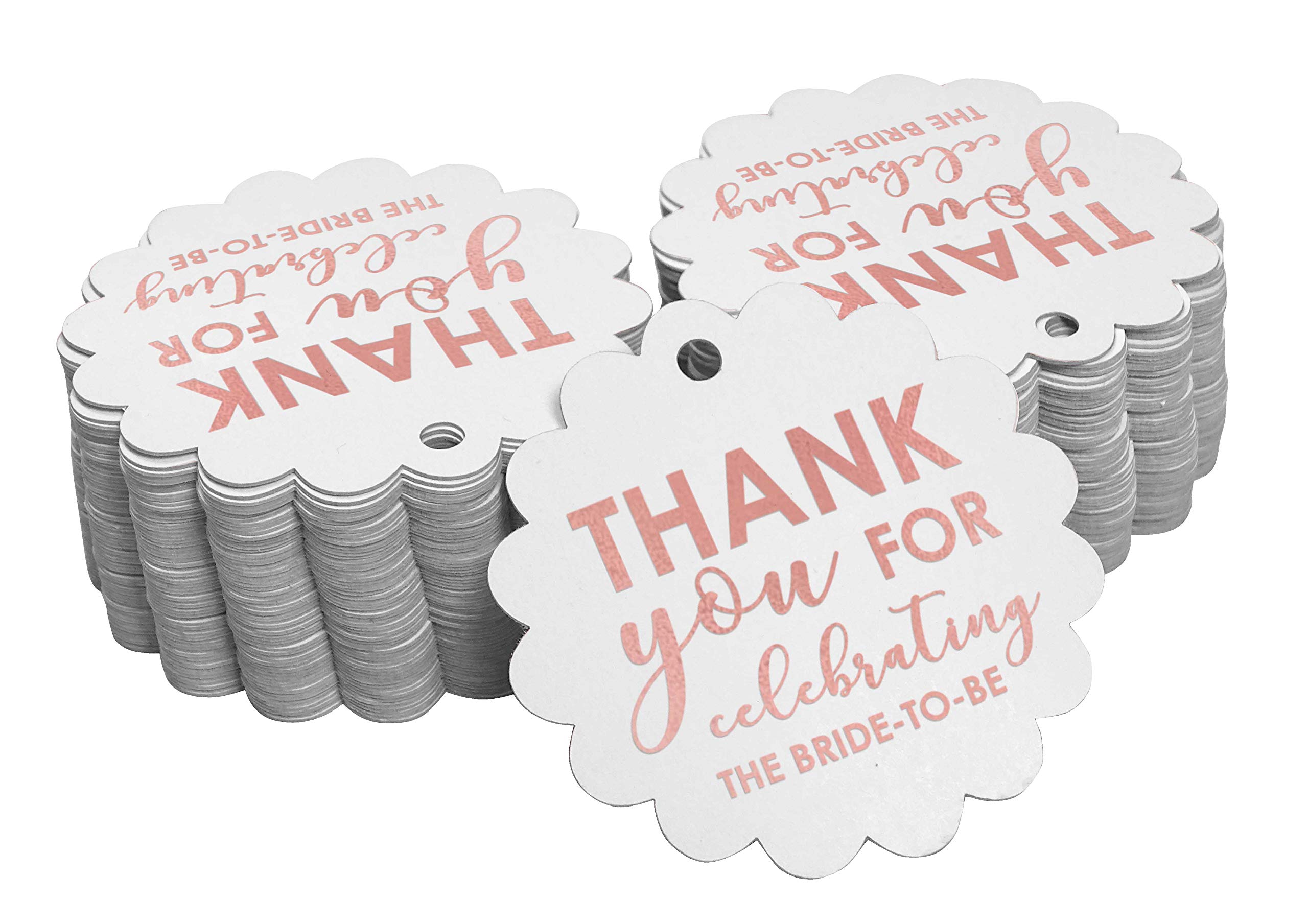 100pcs Real Rose Gold Foil Bridal Shower Thank You Tags - Elegant Wedding Favor Hang Paper Tags for Bride to Be Celebrations | Perfect for Bridal Party Decorations & Gift Wrapping