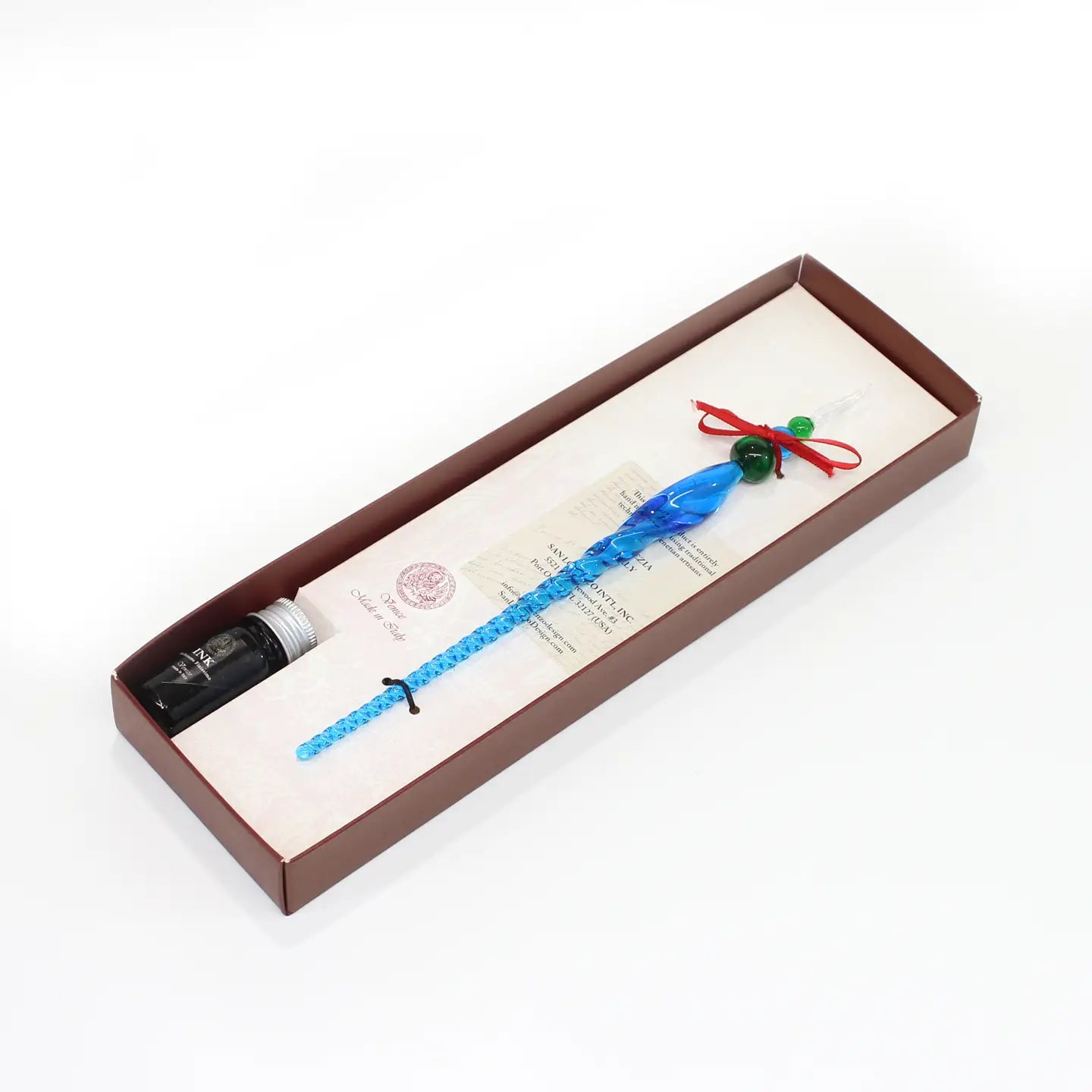 Murano Twisted Glass Pen with Ink - Elegant Handmade Writing Instrument for Calligraphy, Journaling & Letter Writing - Perfect Gift for Writers & Collectors