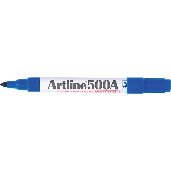 Artline 500A Whiteboard Markers - 12 Pack Blue Bullet Tip (2mm) for Classroom, Office & Home Use - Dry Erase Markers for Whiteboards, Glass & Non-Porous Surfaces