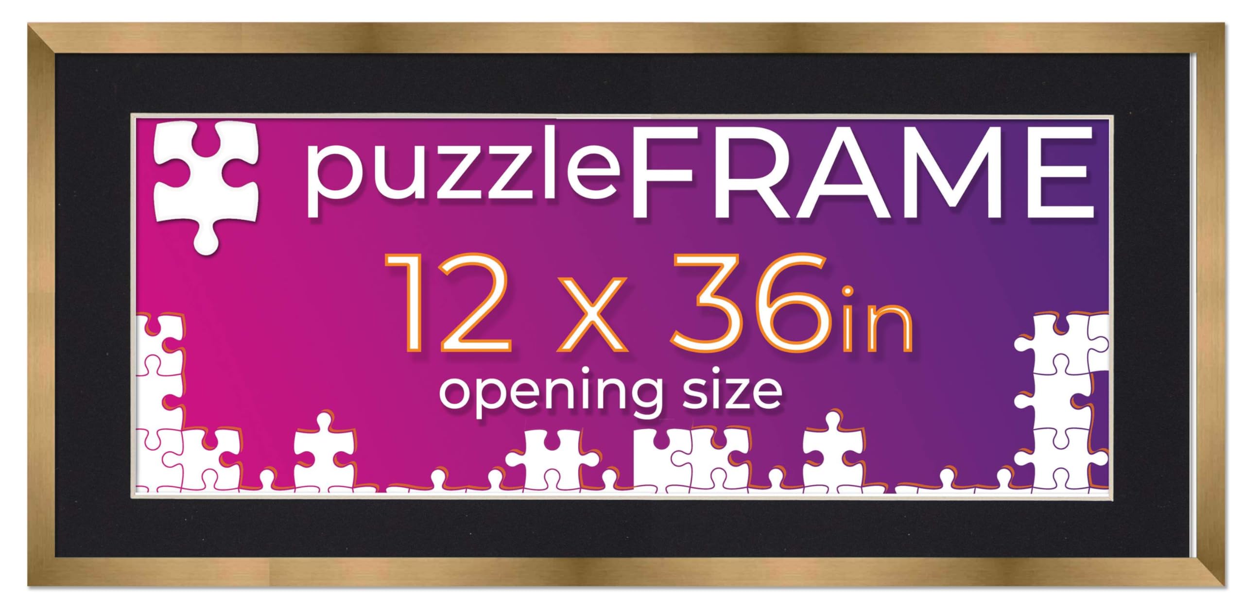 12x36 Jigsaw Puzzle Frame Kit with Puzzle Glue Sheets, Bronze Wood Frame & Black Mat - Complete Display Set Includes UV Acrylic, Backing & Hanging Hardware - Perfect for Preserving & Showcasing Puzzles in Living Rooms, Game Rooms or as Gifts