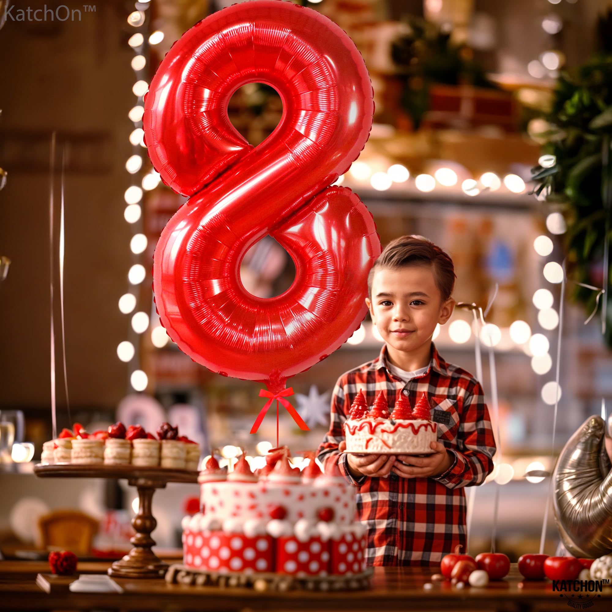 KatchOn 40 Inch Giant Red Number 8 Birthday Balloon - 8th Birthday Party Decorations for Boys & Girls | Perfect for Birthday Parties, Photo Backdrops & Milestone Celebrations