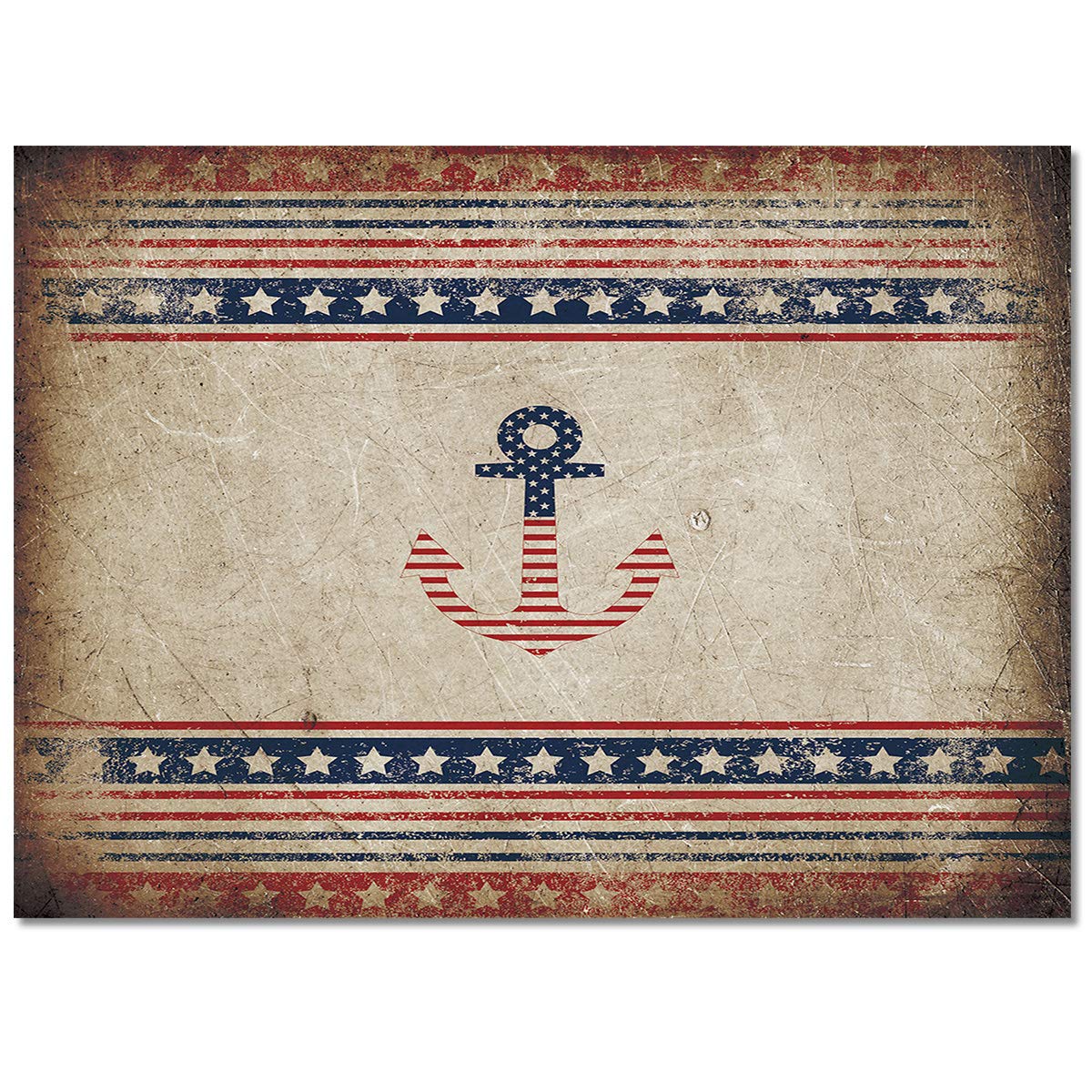 3' x 5' Vintage Nautical Anchor Area Rugs - Soft Throw Carpet for Nursery, Kids Room, Living Room & Bedroom - Non-Slip Floor Covering for Independence Day Decor, Kitchen Runner & Home Decor