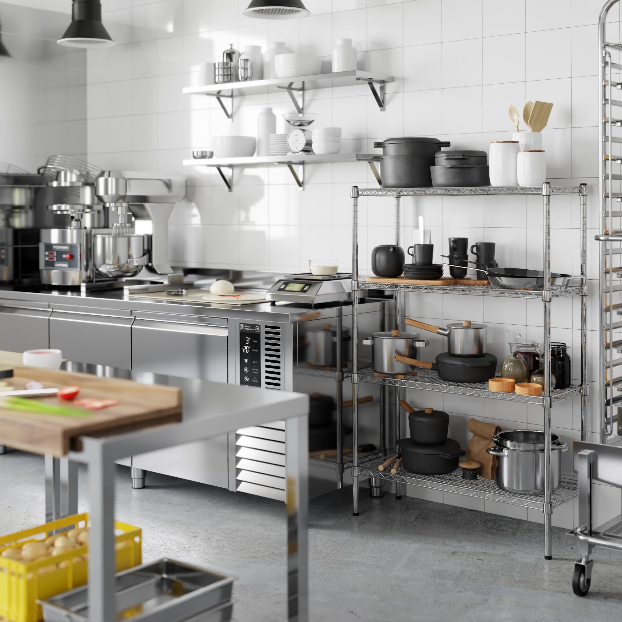 4-Tier Chrome Wire Shelving Kit - 14
