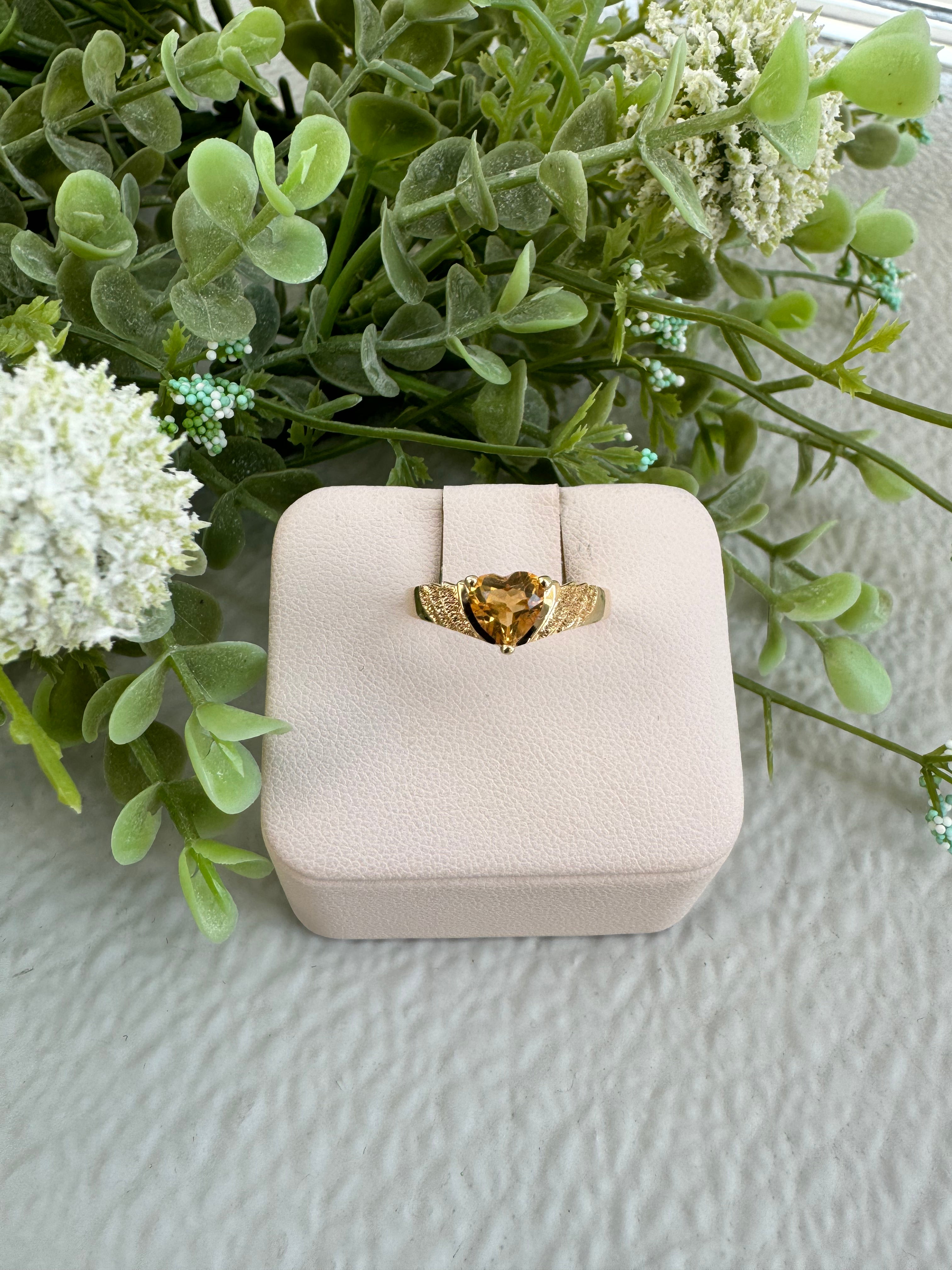 Heart Shaped Yellow Gemstone Ring for Women - 14K Gold Plated Cubic Zirconia Fashion Jewelry - Perfect for Valentine's Day, Anniversary & Romantic Gifts