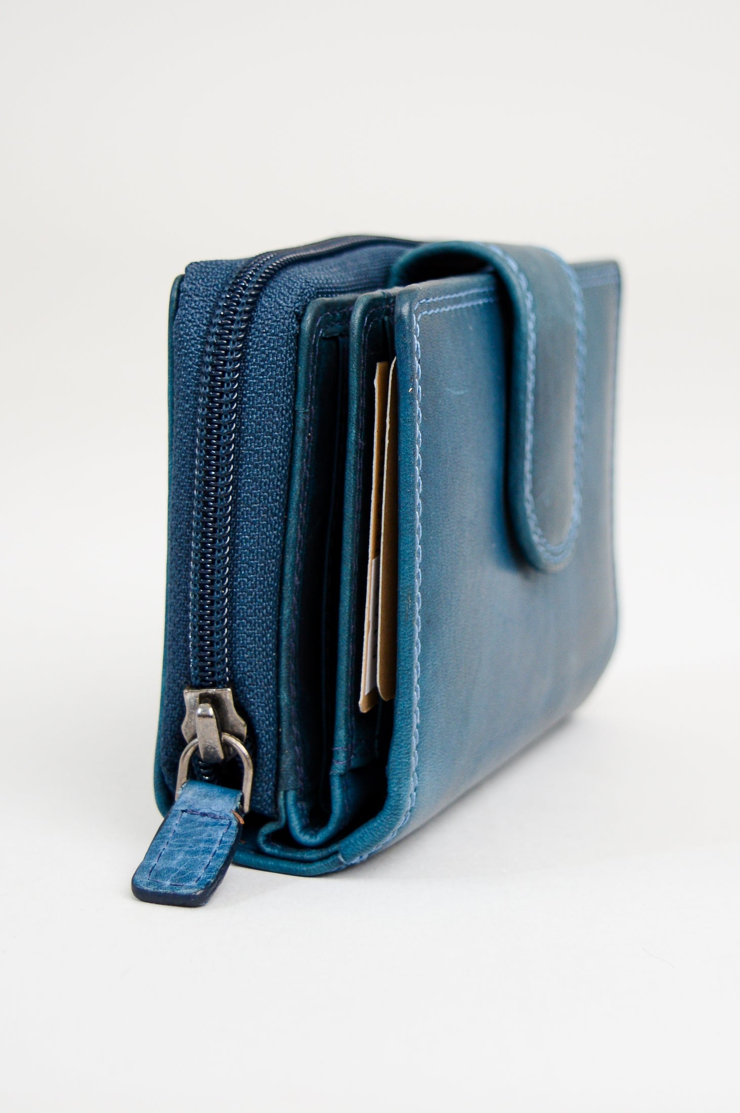 Adrian Klis 5103 Genuine Leather Women's Wallet - Blue | Slim Bifold Wallet for Everyday Use, Gift for Her, Fashion Accessory