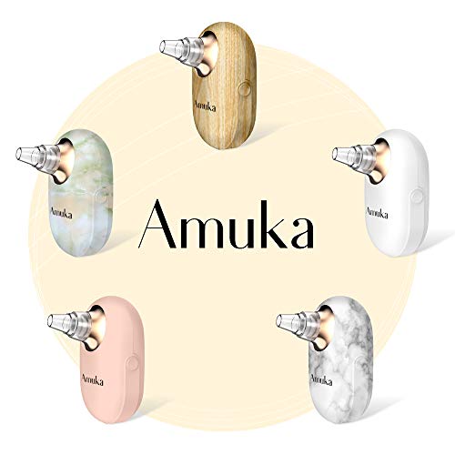 Amuka Blackhead Remover Tool - Rechargeable Vacuum Suction Pore Cleaner with Exfoliating Crystals for Deep Cleansing | Acne Treatment & Skin Care | Perfect for Home Spa & Daily Facial Routine