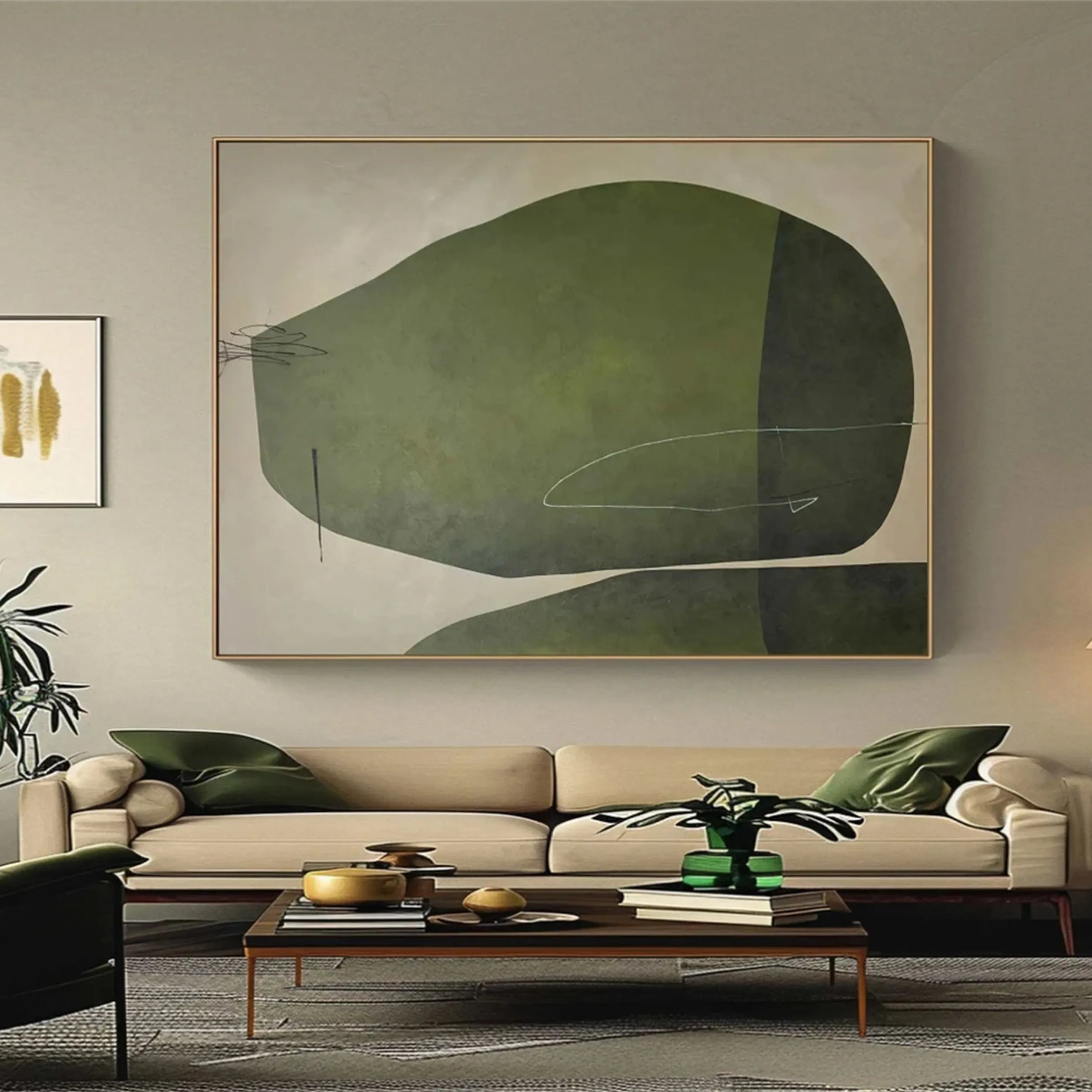 Blue & Green Abstract Wall Art Print #BG029 - Modern Canvas Painting for Living Room, Bedroom & Office Decor