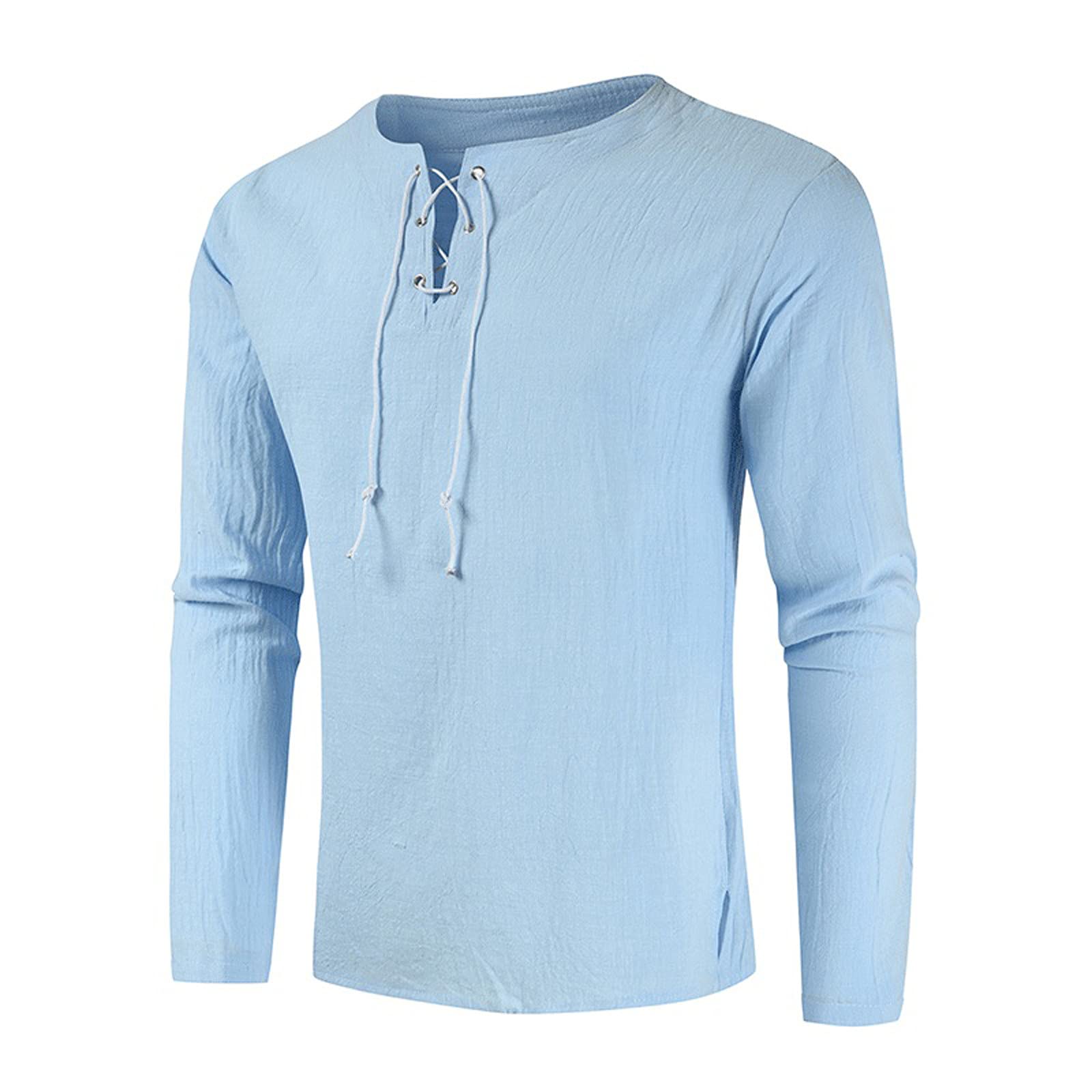 Ymosrh Men's Summer Casual Dress Shirts - Breathable Cotton Linen Blend, Solid Color Crew Neck Long Sleeve Button Down Shirt for Office, Wedding & Business | Perfect for Work, Date Night & Formal Events