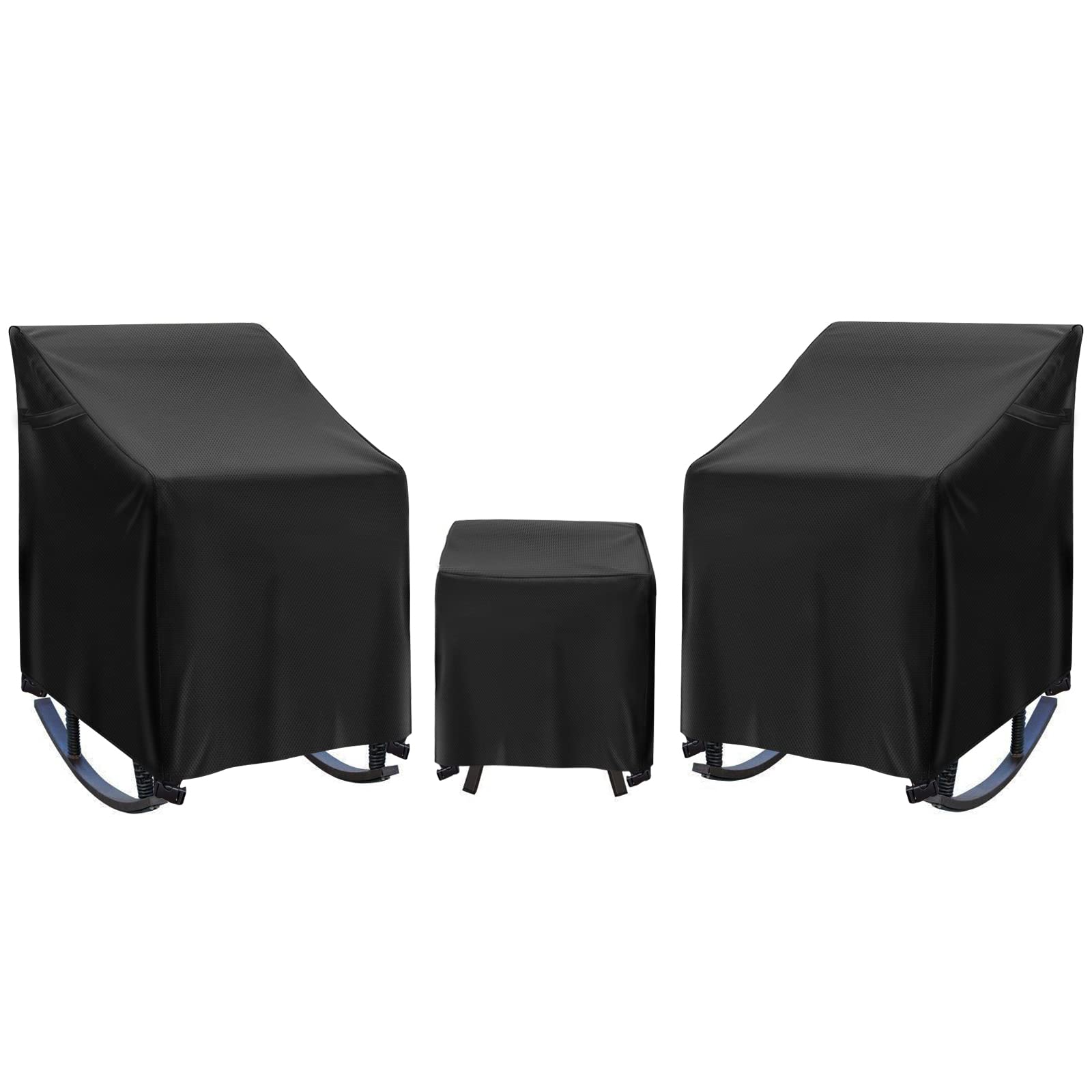 3-Piece Patio Furniture Covers - Waterproof & UV-Resistant Outdoor Wicker Bistro Set Covers for Garden Conversation Sets - Heavy-Duty Black Fabric - Perfect for Backyard, Deck, and Poolside Furniture Protection