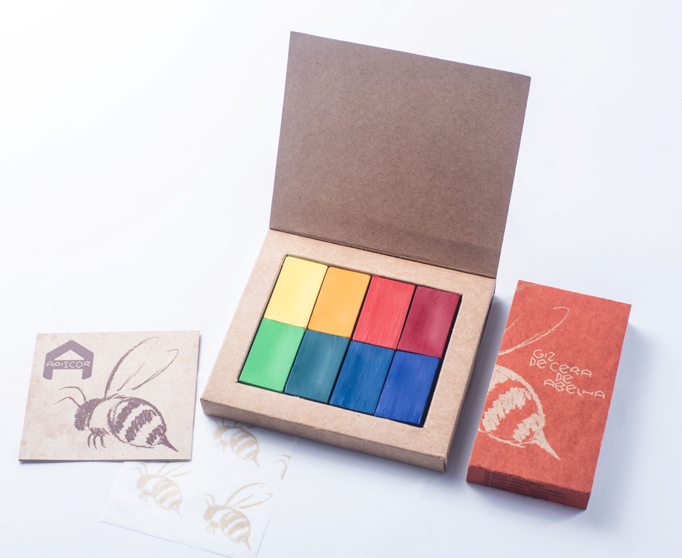 Apiscor Block Crayons Set of 8 - Non-Toxic Waldorf Style Beeswax Crayons for Kids - Perfect for Art Class, Homeschooling & Creative Play
