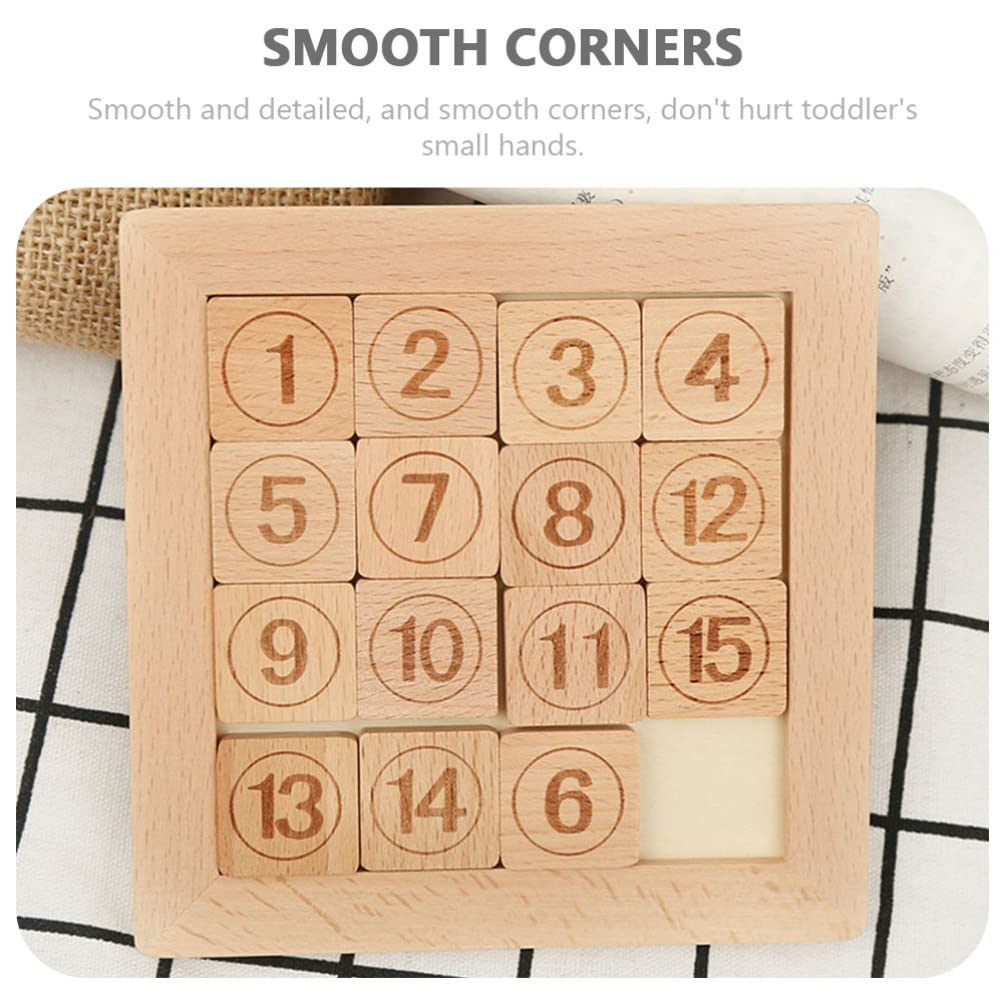 Wooden Number Slide Puzzle - 15 Piece Brain Teaser Game for Kids | Educational Math Learning Toy for Boys & Girls | Perfect for Classroom, Travel & Family Game Night