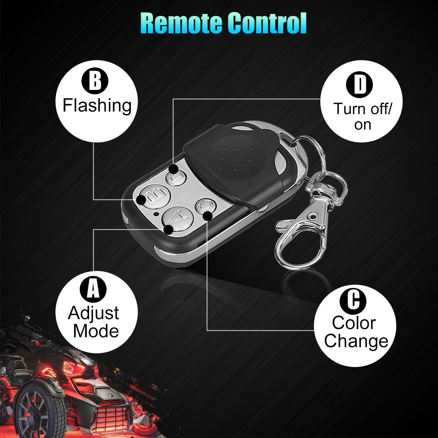 SUNPIE Motorcycle RGB LED Underglow Kit - 12 Pod Neon Light Strip with Smart App Control, 12V DC Power, Waterproof Design for Harley, Kawasaki, Yamaha & All Bikes | Perfect for Night Riding, Car Shows & Custom Bike Lighting