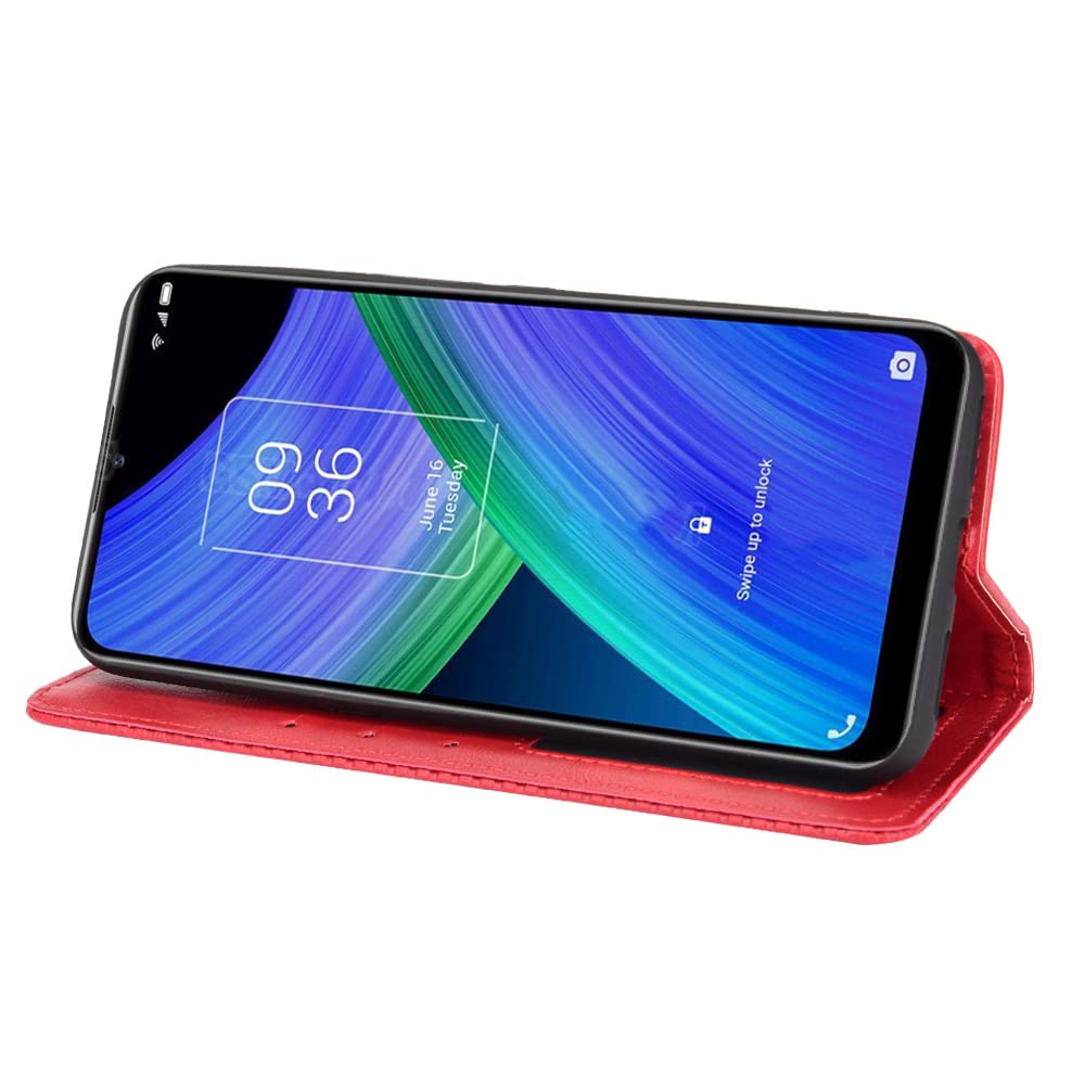 Premium PU Leather Flip Case for Cricket AT&T Radiant Max 5G & Dream 5G - Shockproof Protective Phone Cover with Card Slots (Red) | Perfect for Work, Travel & Everyday Use