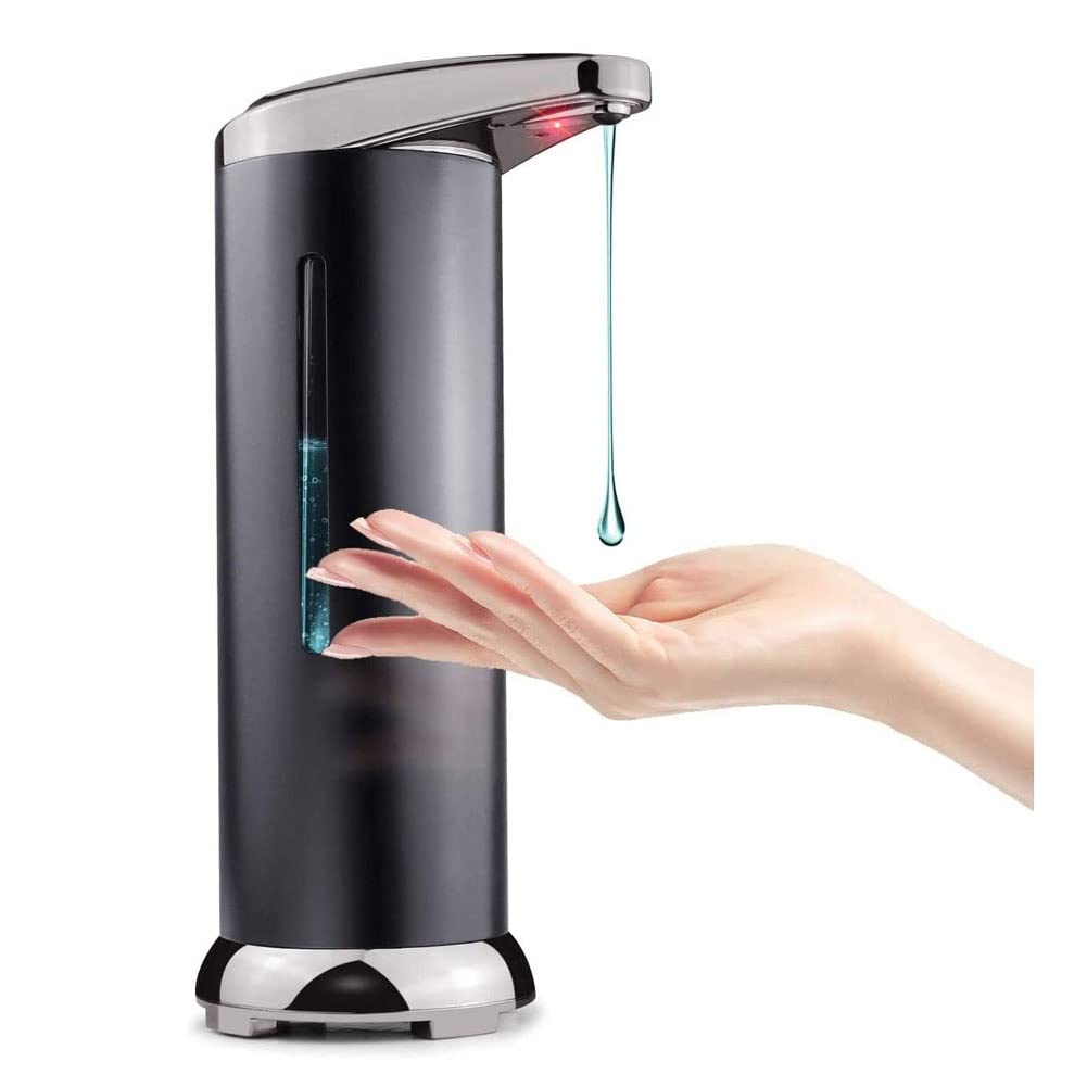 UOZACCY Automatic Soap Dispenser with Infrared Motion Sensor - 250ML Stainless Steel Touchless Soap Dispenser with Upgraded Waterproof Base - Perfect for Kitchen, Bathroom, and Office Hygiene