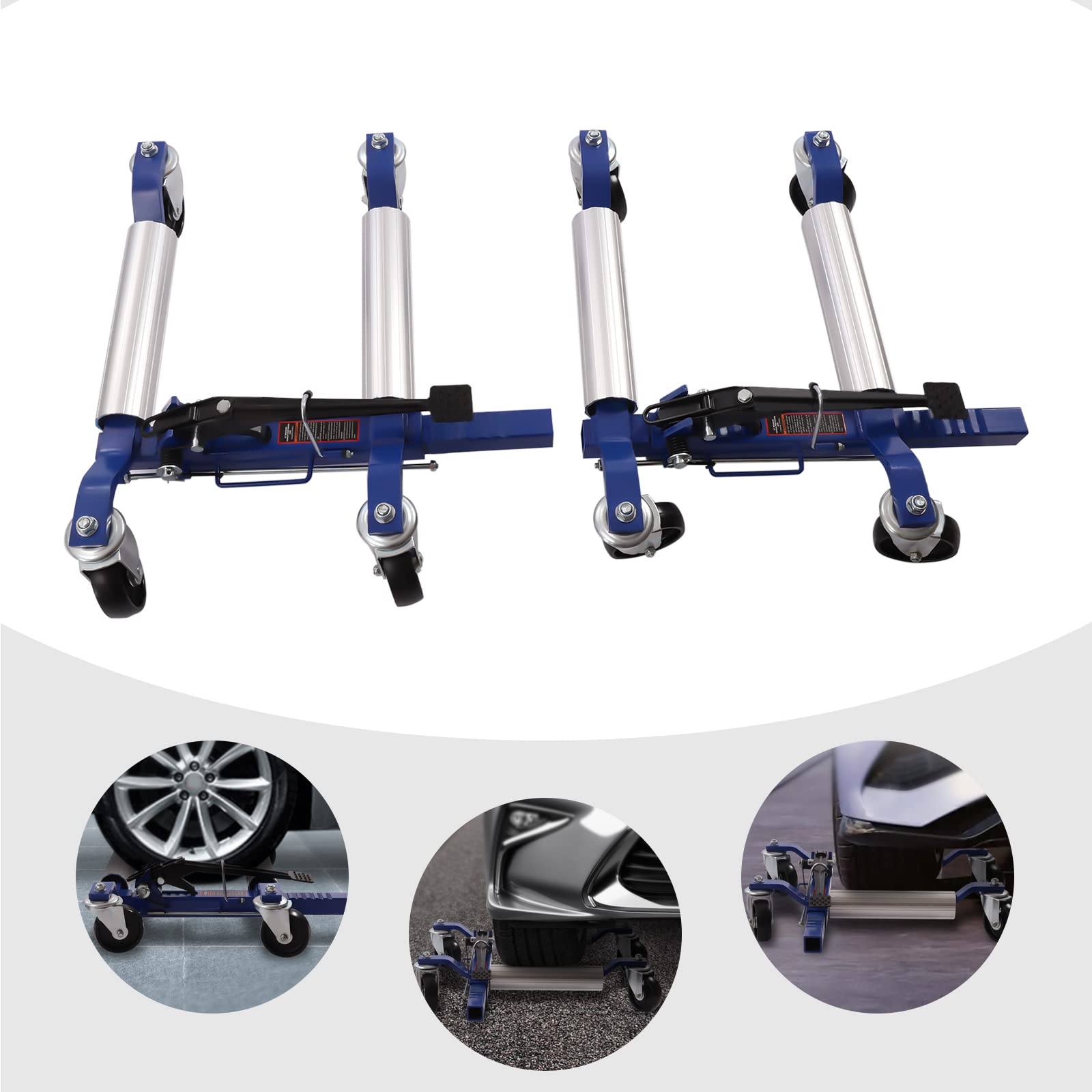 Heavy Duty Car Wheel Dolly Skates - 1300 lbs Capacity Vehicle Positioning Jack with Ratcheting Foot Pedal for Car, Truck, RV & Trailer (Set of 2) - Perfect for Garage Repairs, Tire Changes & Auto Maintenance