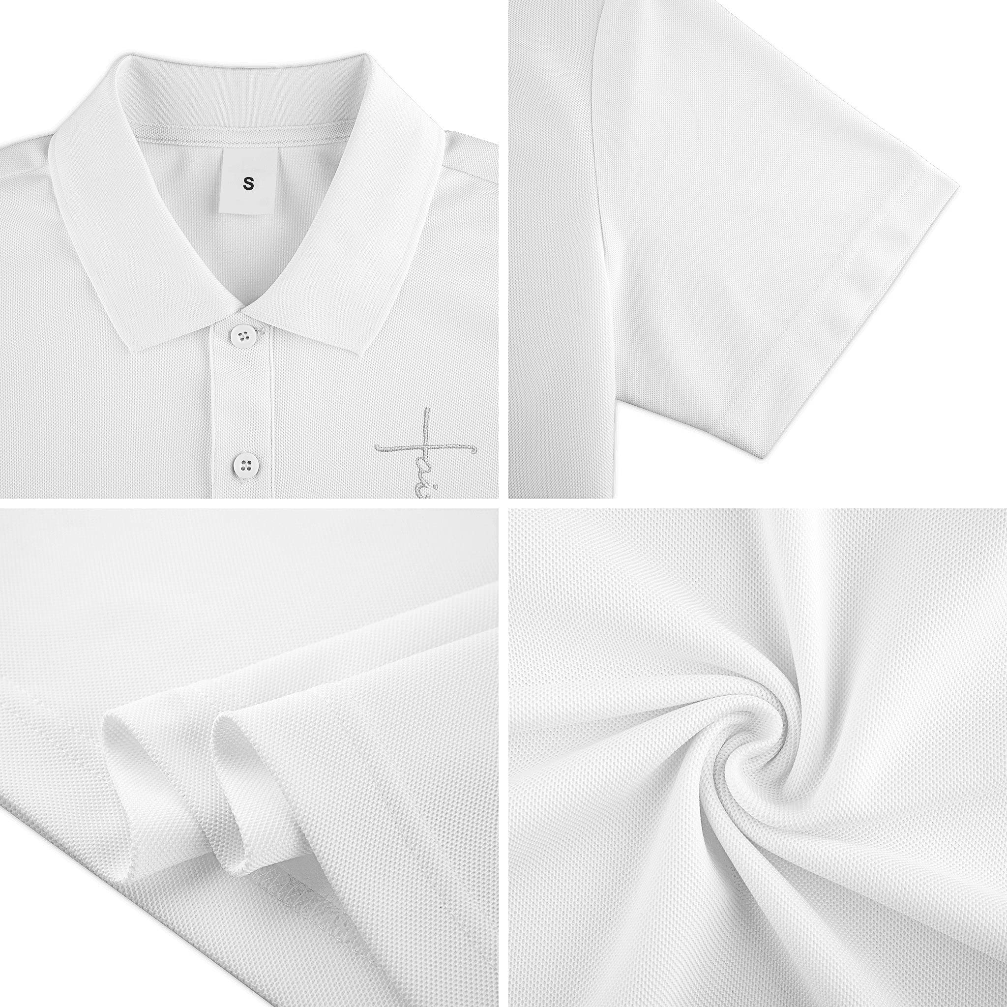 Faith Jesus Cross Embroidery Logo Men's Religious Polo T-Shirt - Short Sleeve Summer Christian Apparel for Church, Bible Study & Everyday Wear